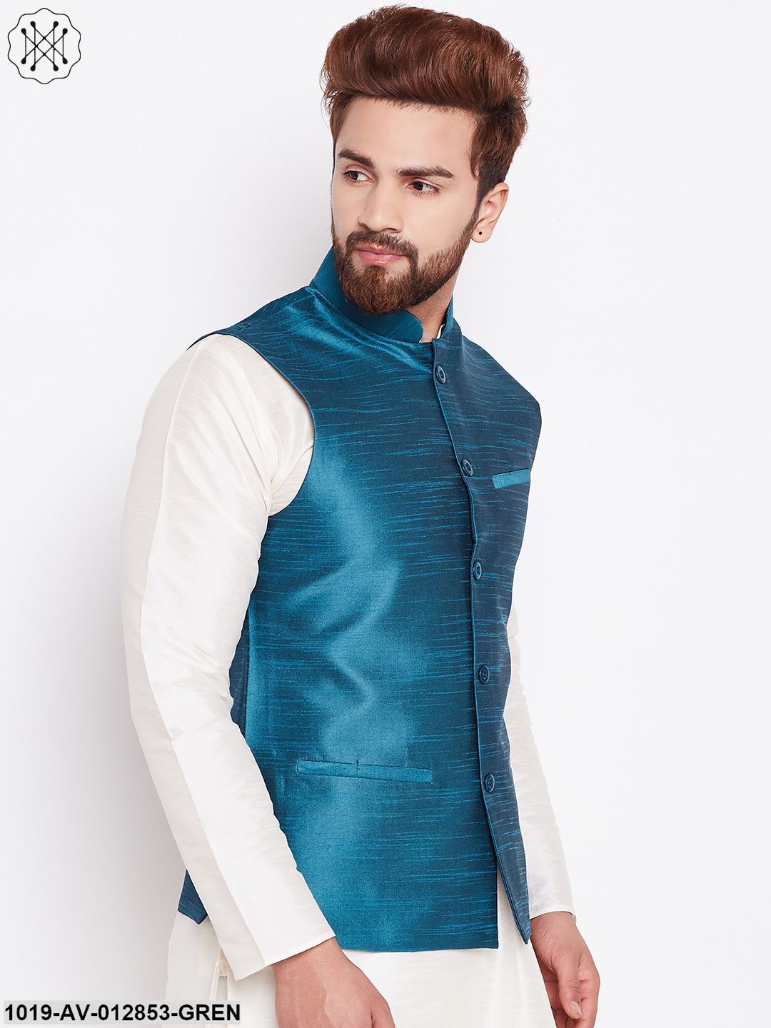 Men's Sea-Green Nehru Jacket