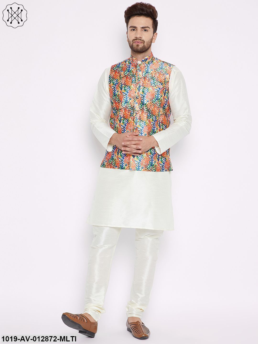 Men's Multicolored Nehru Jacket - Sojanya