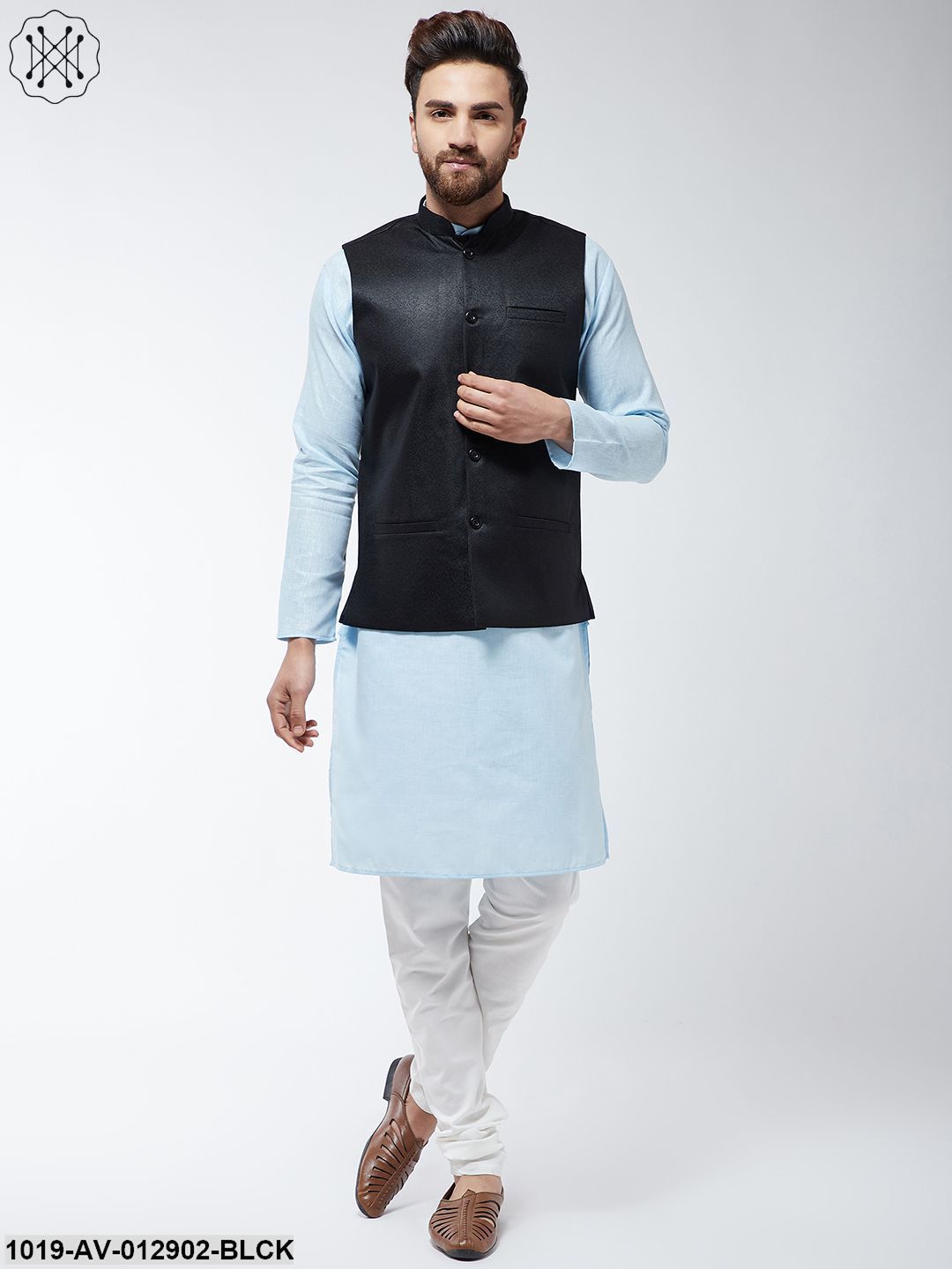 Men's Jute Cotton Black Only Nehrujacket