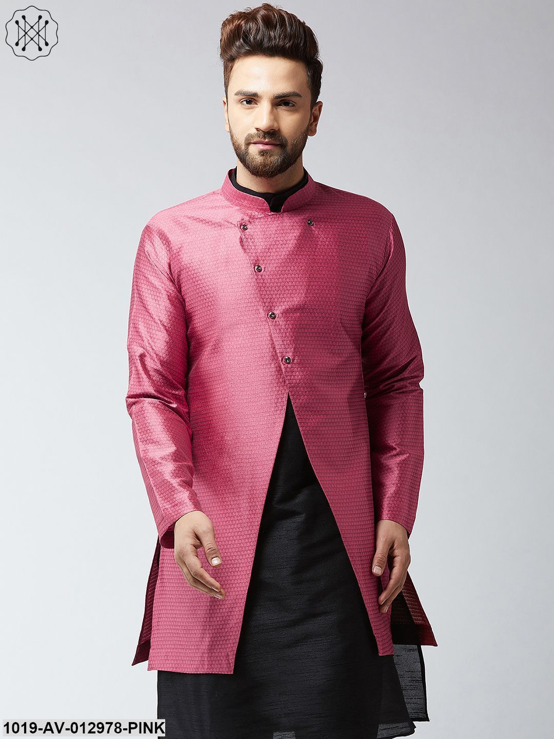 Men's Silk Blend Pink Only Sherwani Jacket
