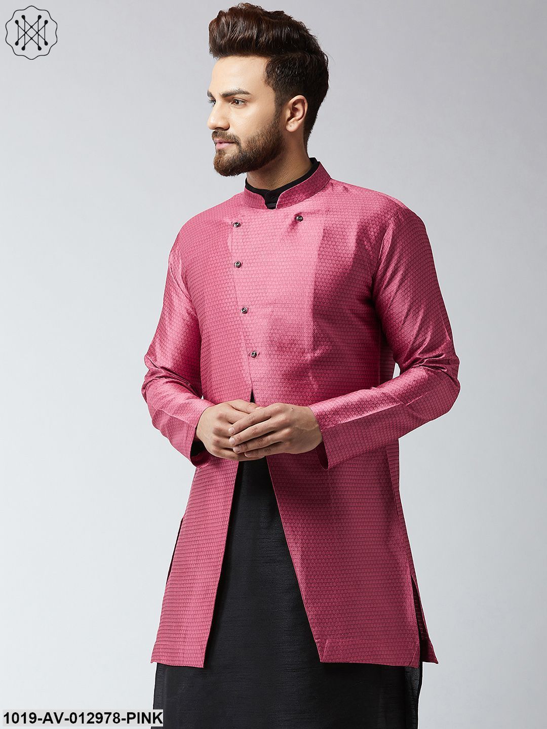 Men's Silk Blend Pink Only Sherwani Jacket
