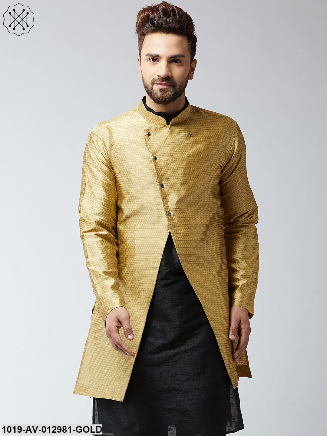 Men's Silk Blend Gold Only Sherwani Jacket