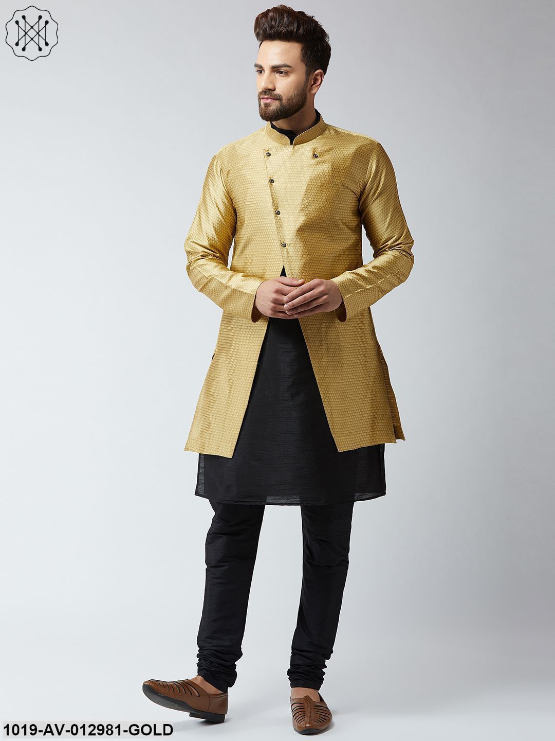 Men's Silk Blend Gold Only Sherwani Jacket