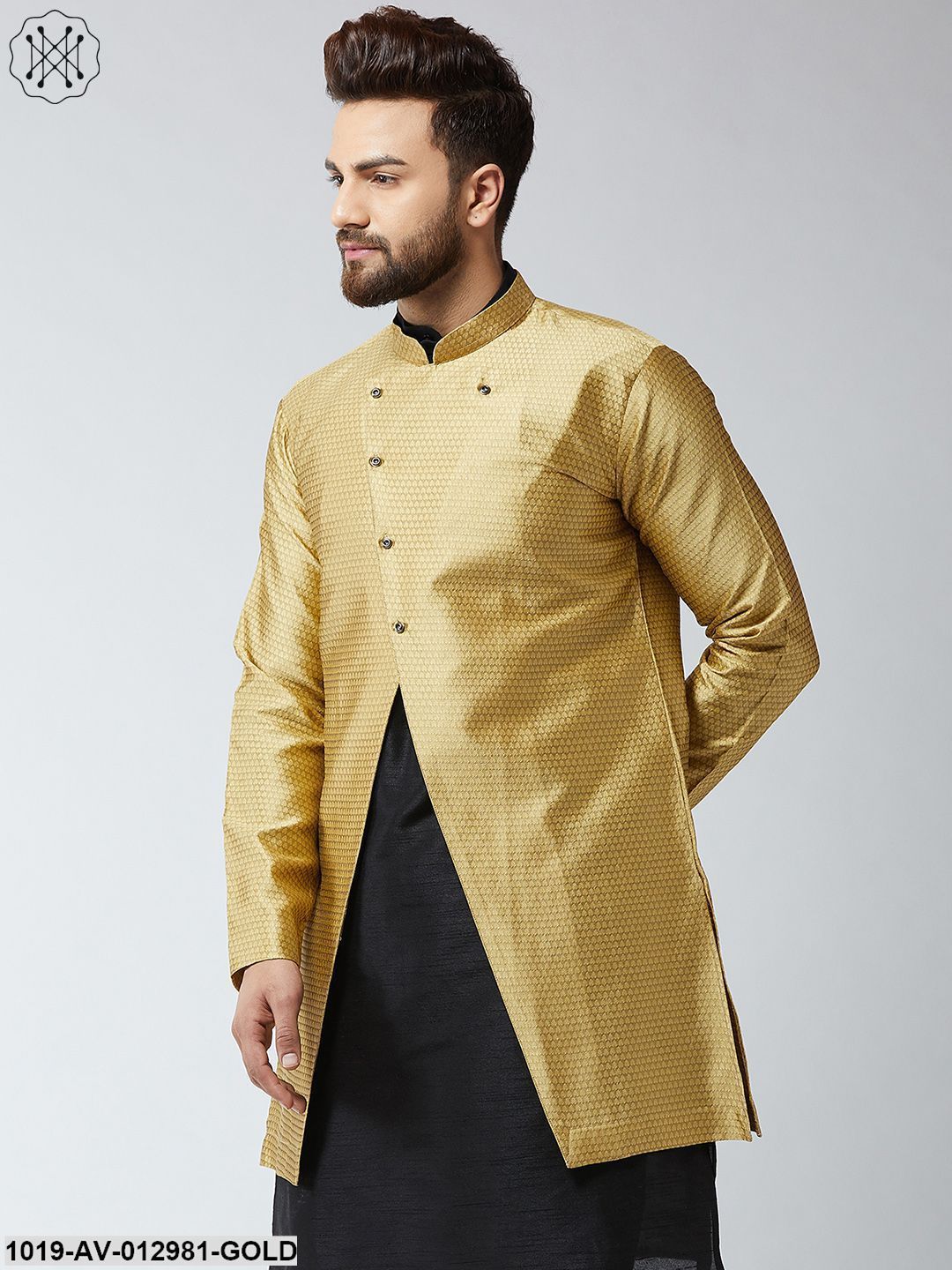 Men's Silk Blend Gold Only Sherwani Jacket