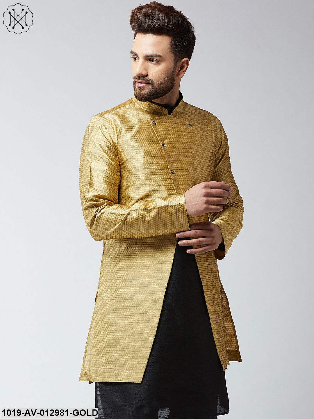Men's Silk Blend Gold Only Sherwani Jacket