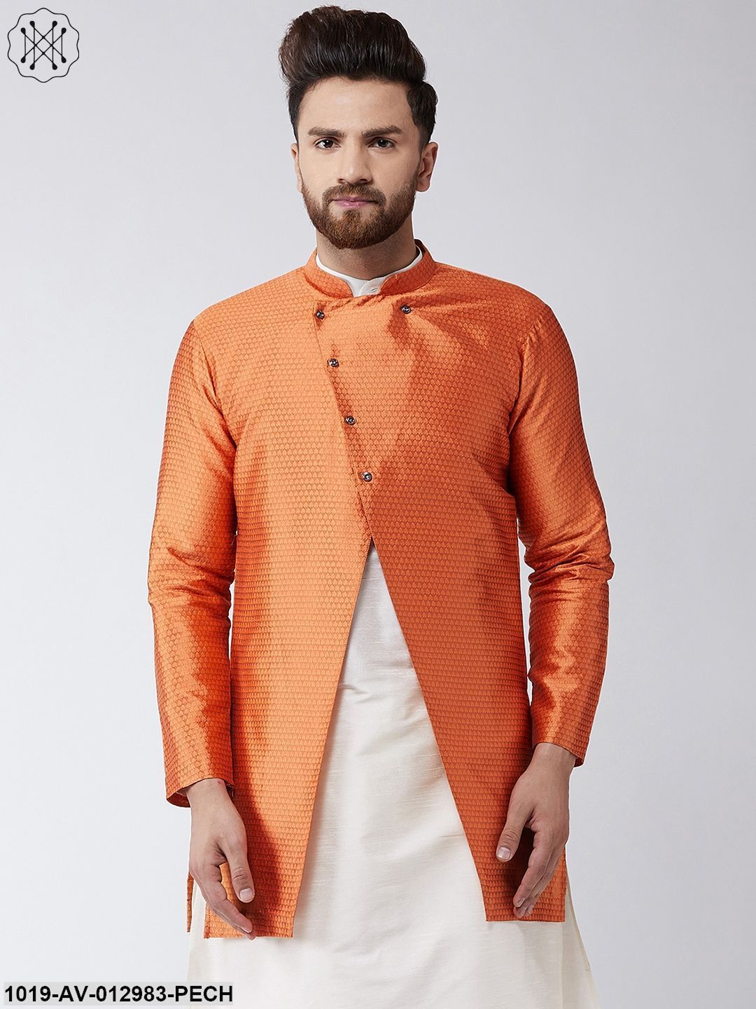 Men's Silk Blend Peach Only Sherwani Jacket