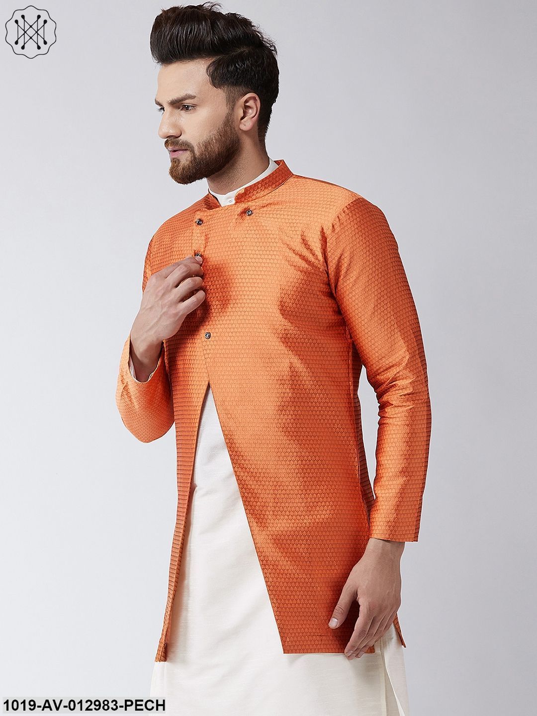 Men's Silk Blend Peach Only Sherwani Jacket