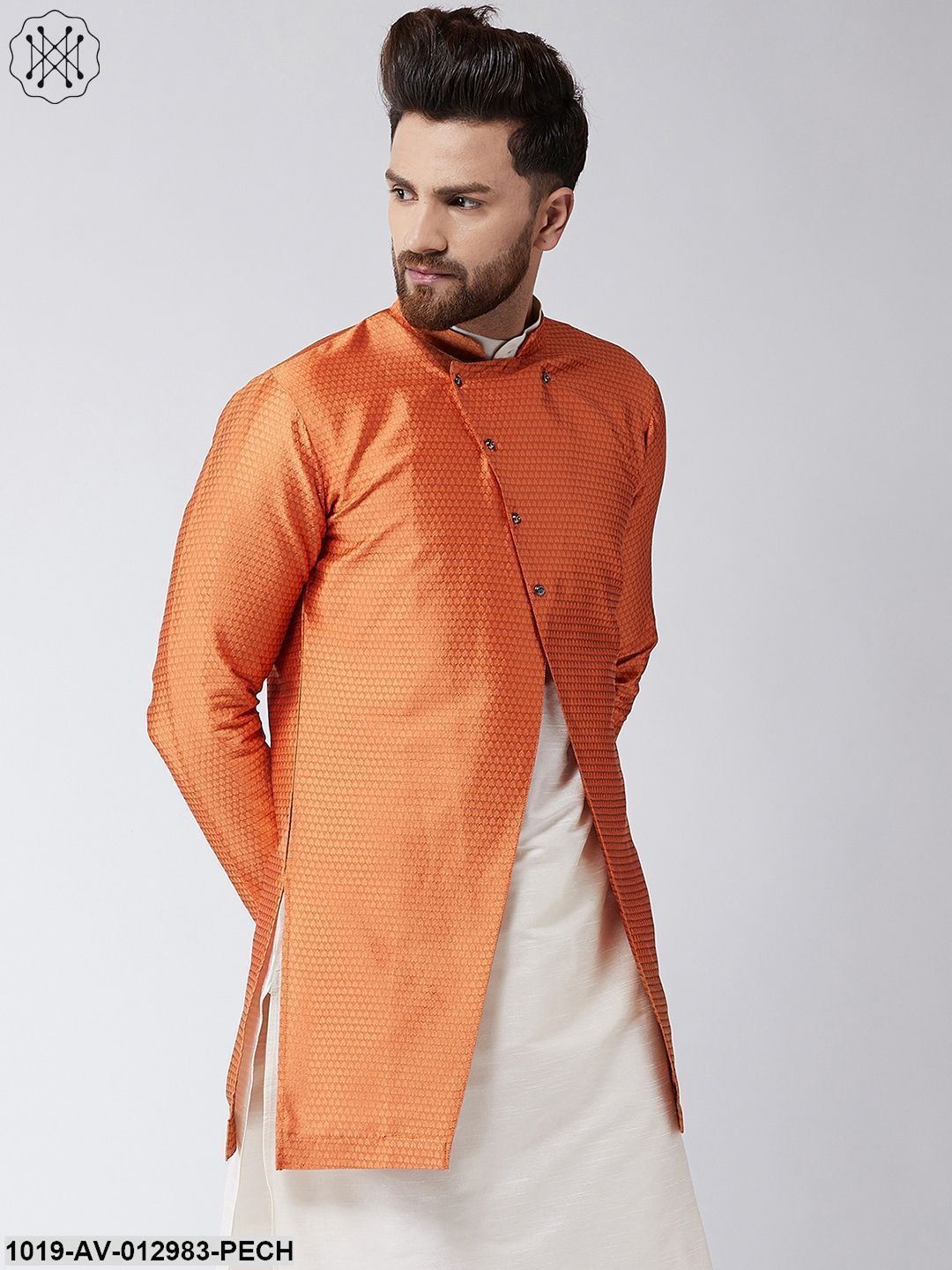 Men's Silk Blend Peach Only Sherwani Jacket