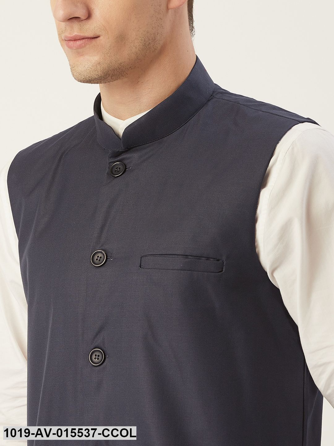 Men's Cotton Blend Charcoal Grey Solid Nehru Jacket - Sojanya