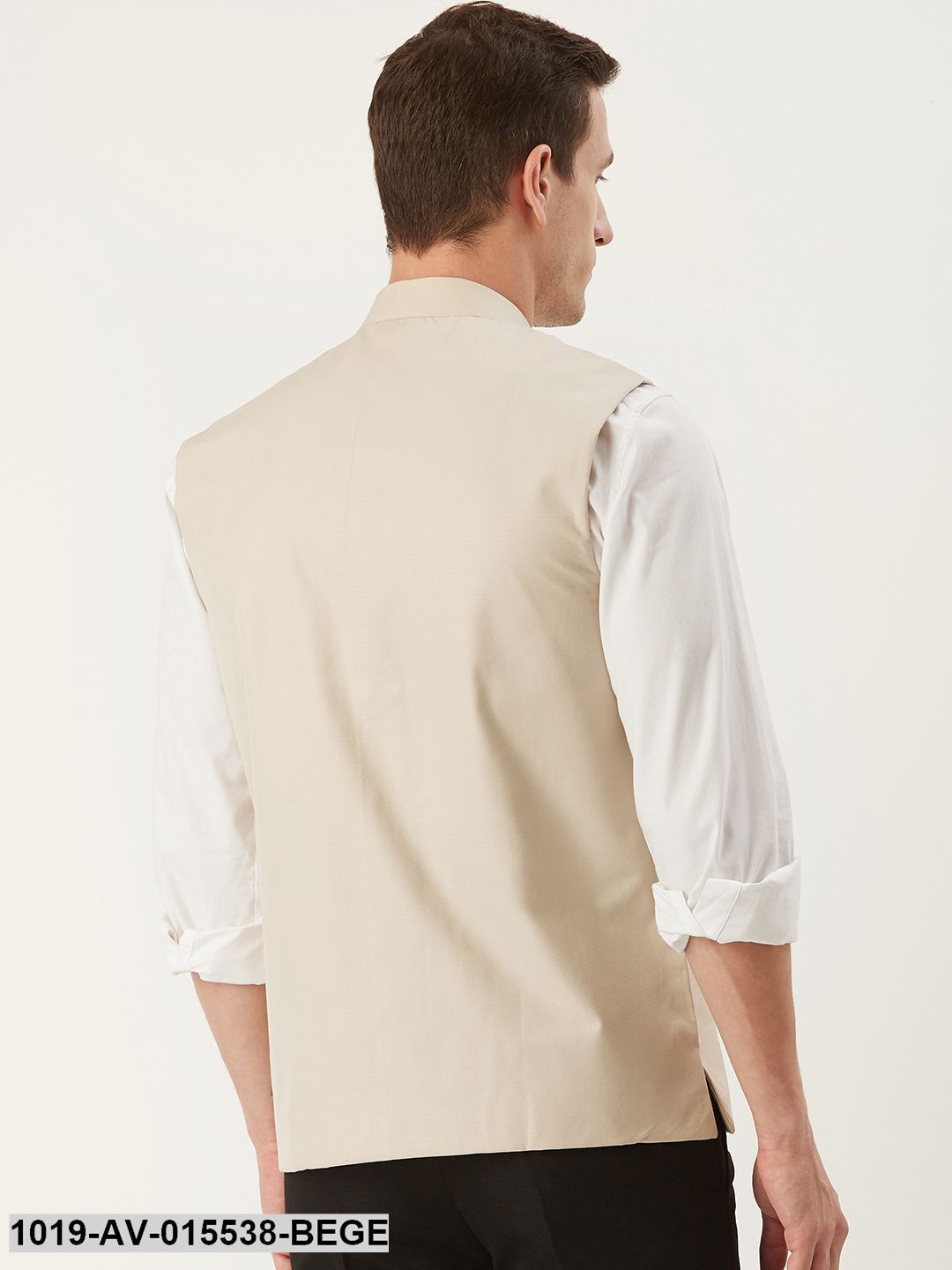 Men's Cotton Blend Beige Solid Nehru Jacket