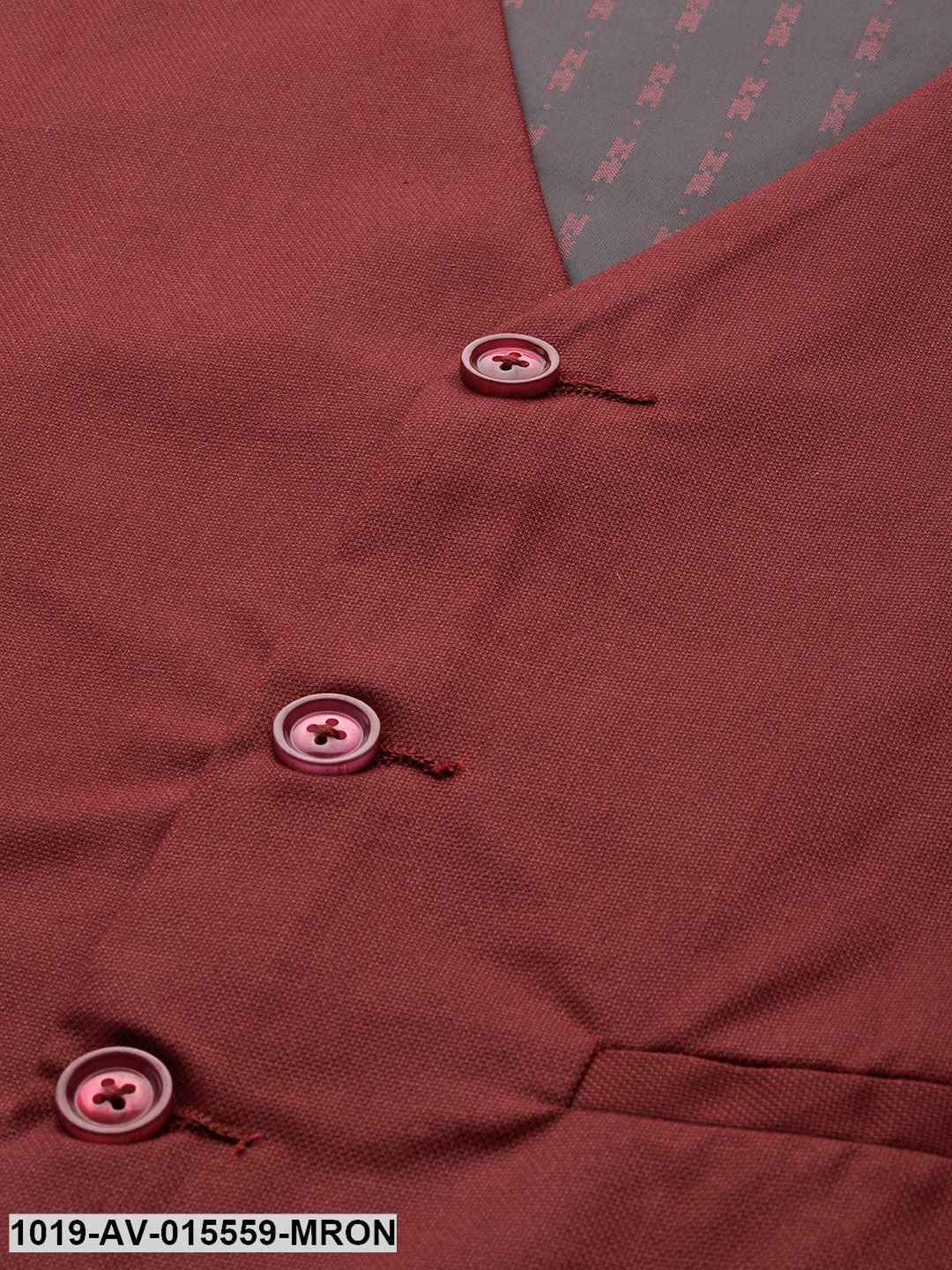 Men's Cotton Blend Maroon Solid Waistcoat