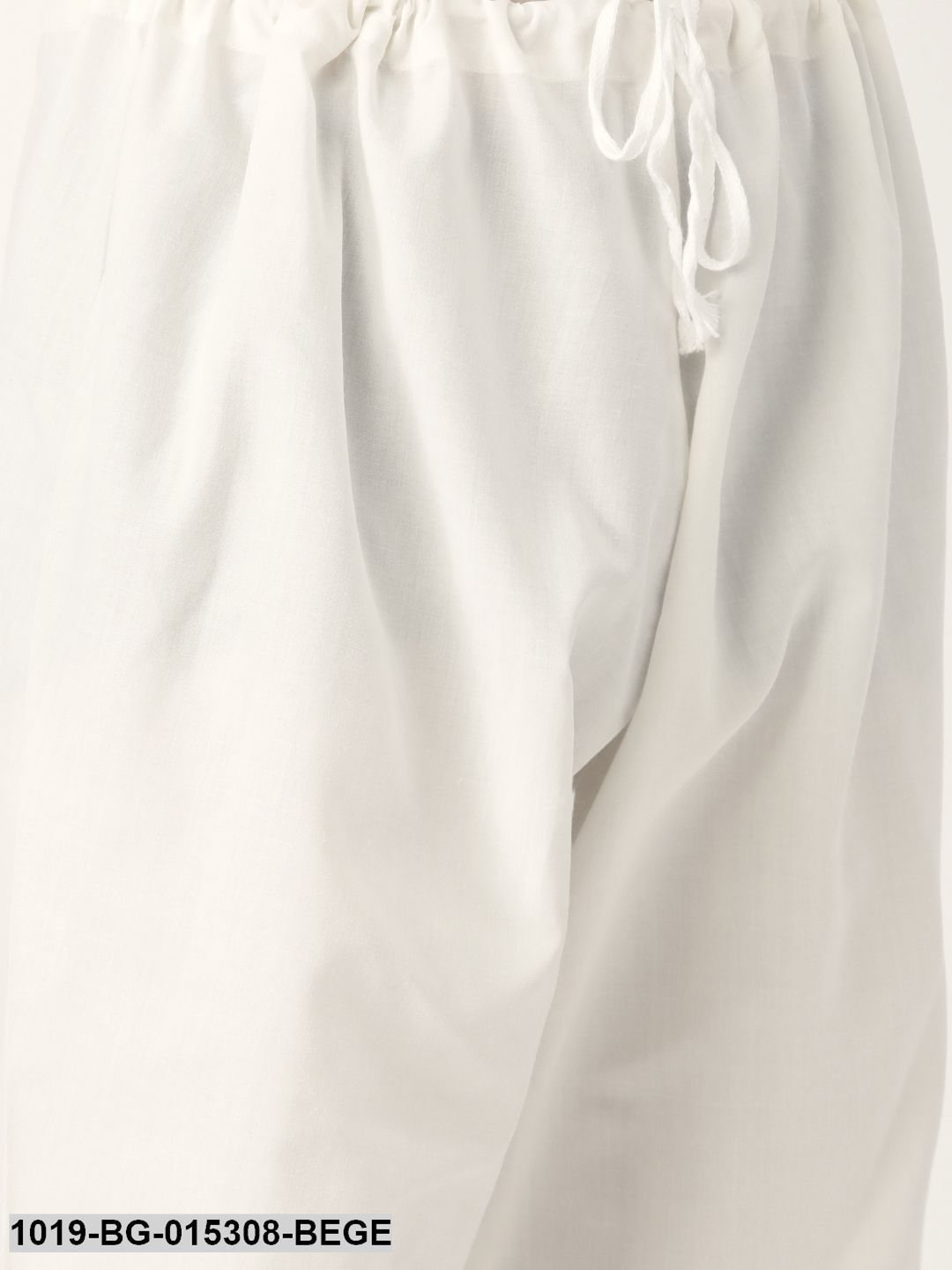 Men's Silk Blend Beige Solid Kurta & Off White Churidar Pyjama Set