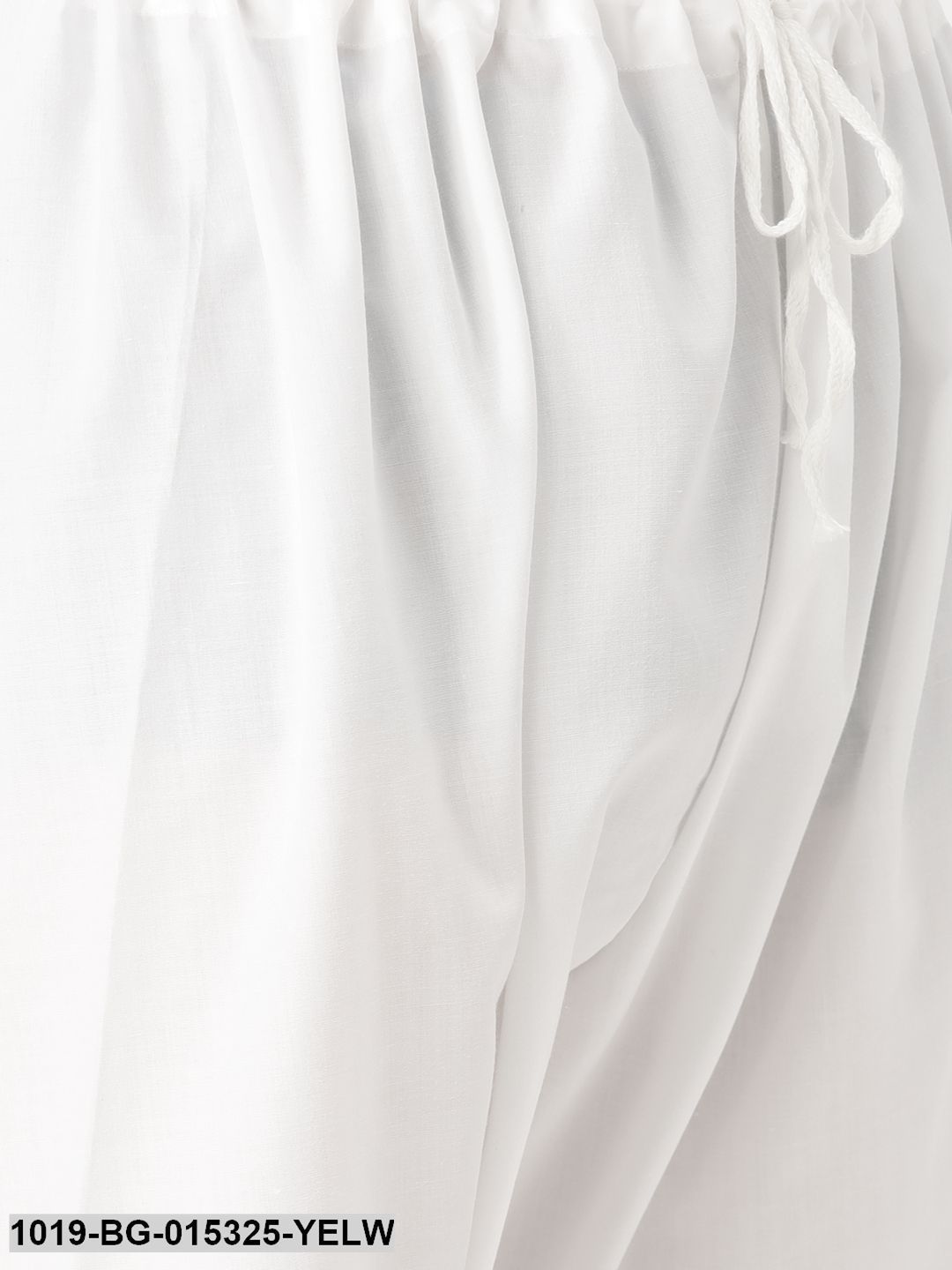 Men's Cotton Lemon Striped Kurta & White Churidar Pyjama Set