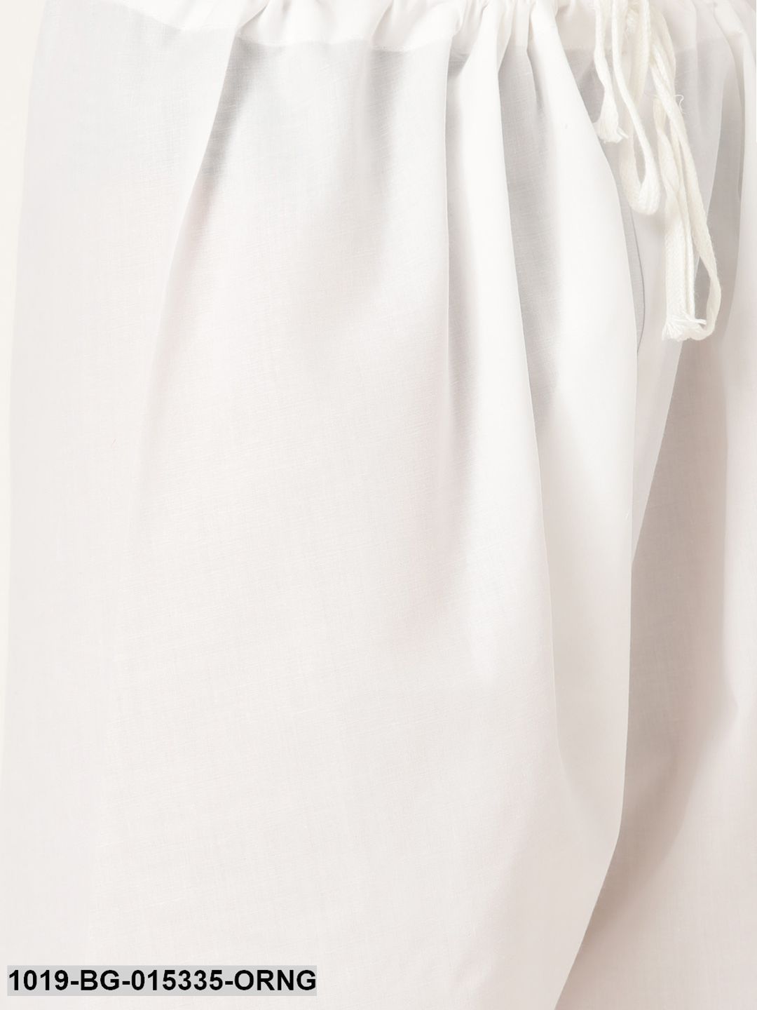 Men's Cotton Orange Solid Kurta & White Churidar Pyjama Set - Sojanya