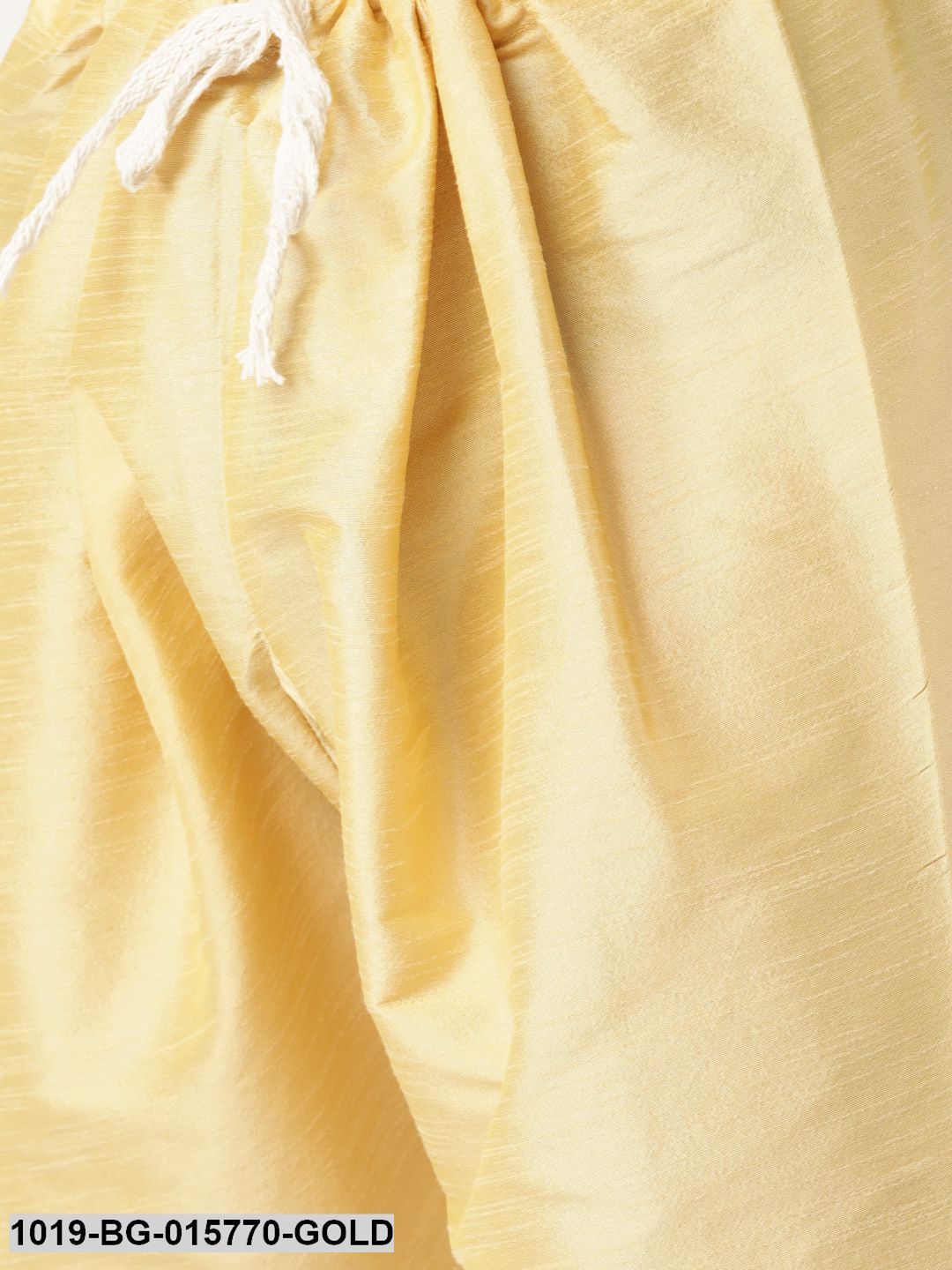 Men's Silk Blend Gold Kurta Pyjama & Mustard Nehru jacket Combo
