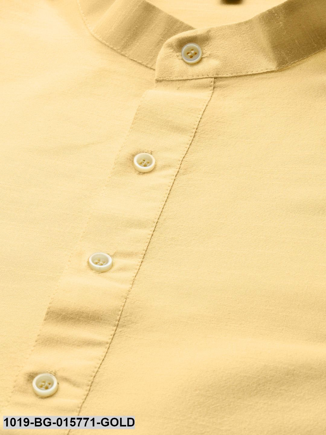 Men's Silk Blend Gold Kurta Pyjama & Gold Nehru jacket Combo