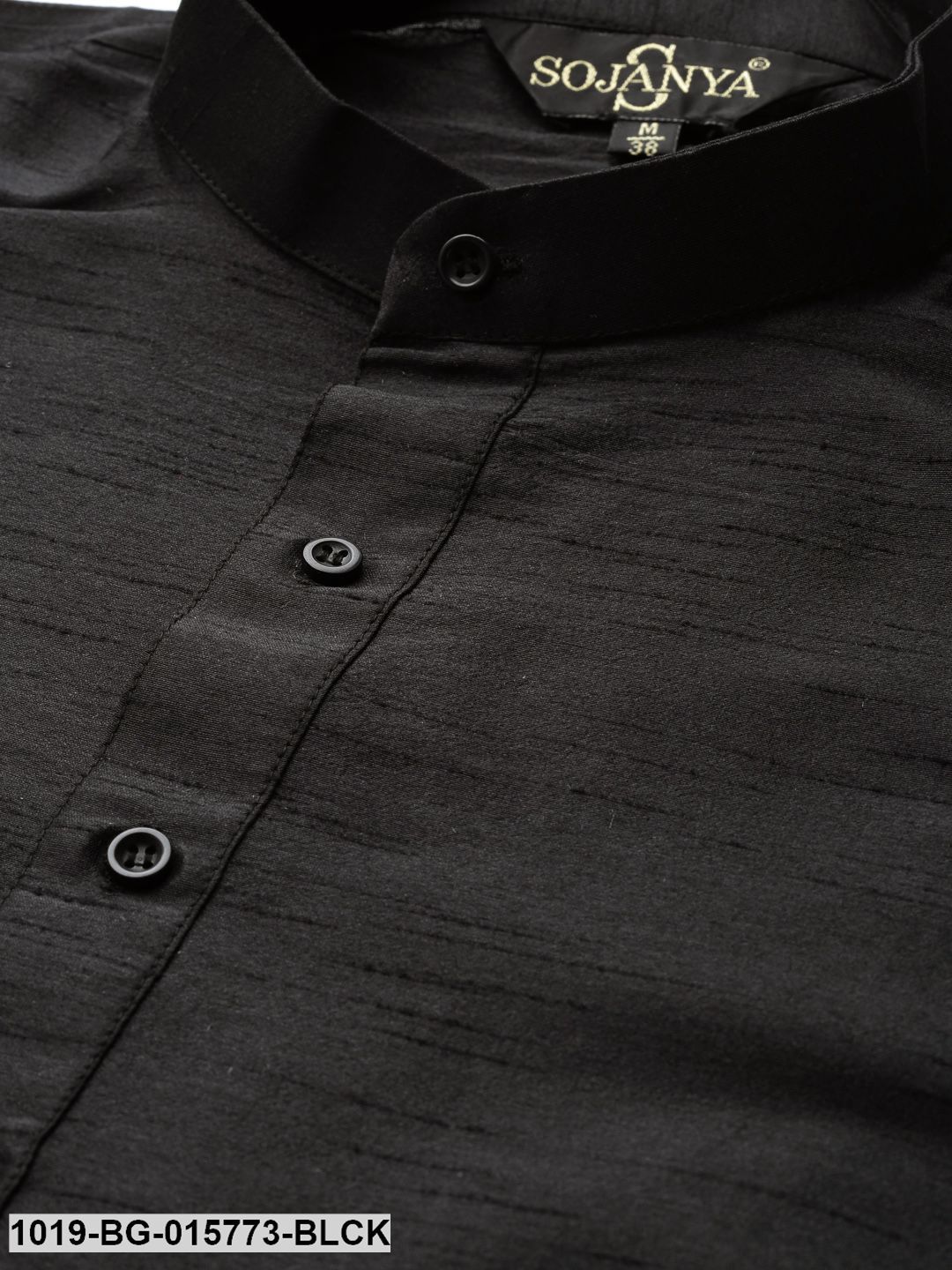 Men's Silk Blend Black Kurta Pyjama & Grey Nehru jacket Combo