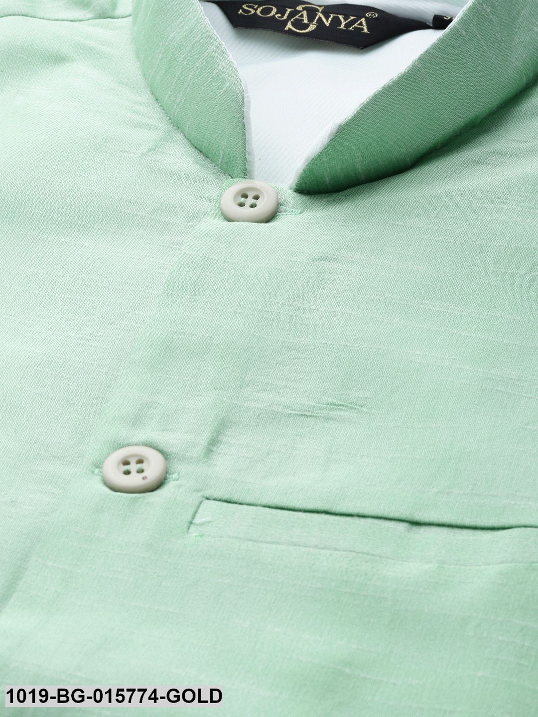 Men's Silk Blend Gold Kurta Pyjama & Lime Green Nehru jacket Combo