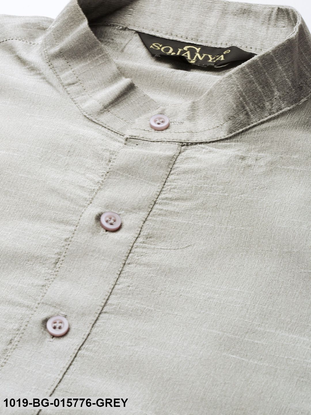 Men's Silk Blend Grey Kurta Pyjama & Red Nehru jacket Combo