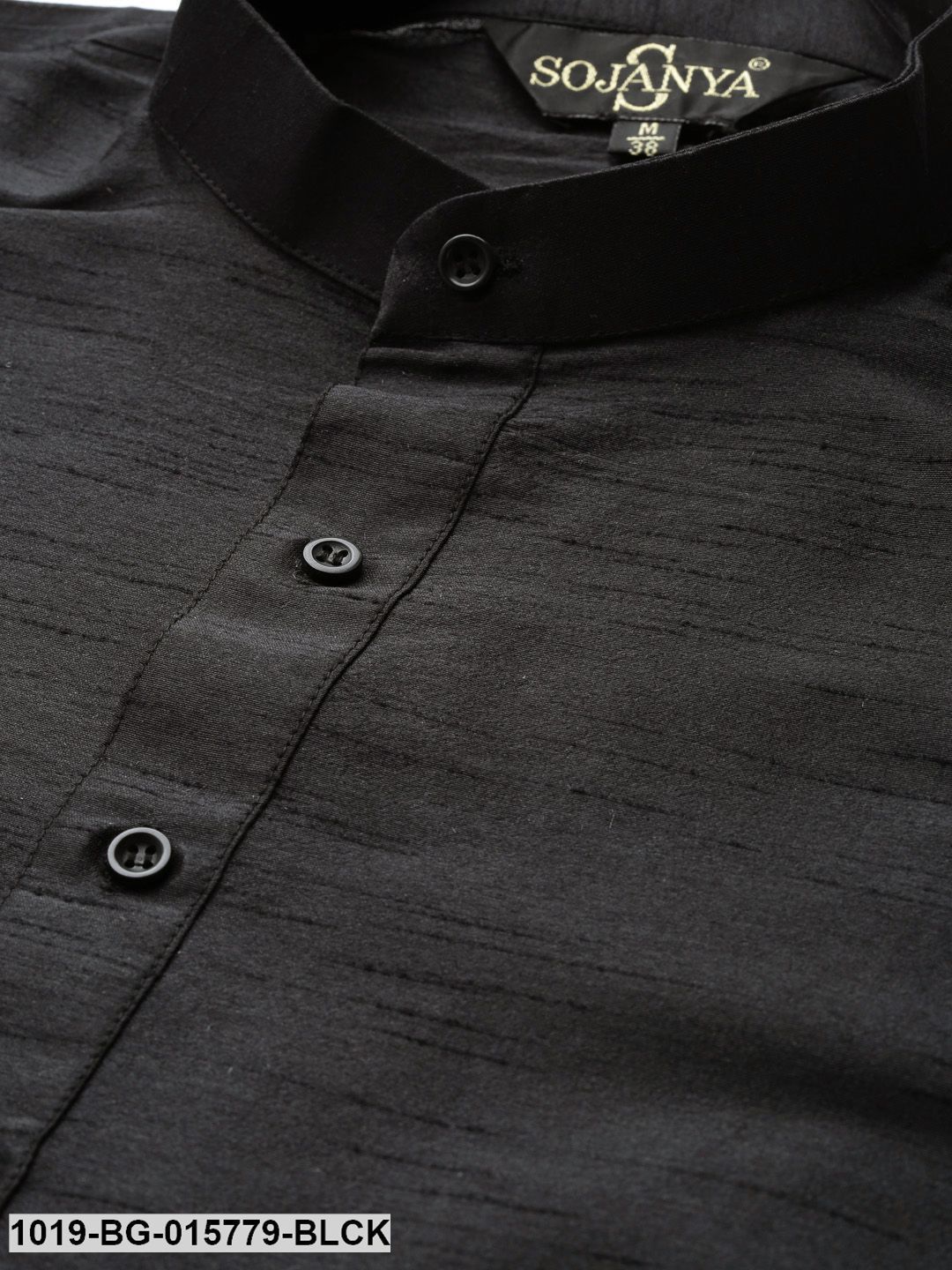 Men's Silk Blend Black Kurta Pyjama & Pink Nehru jacket Combo