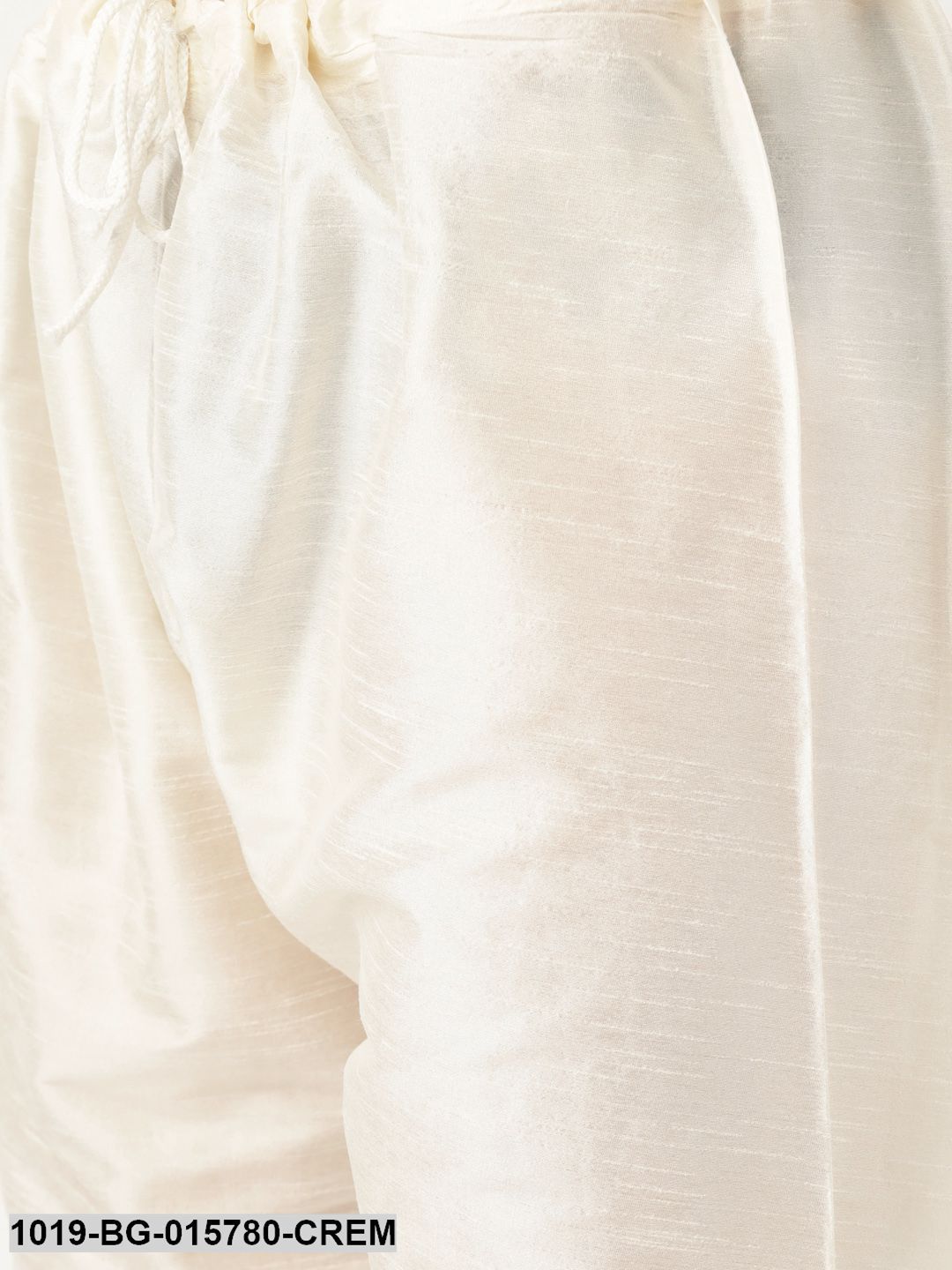 Men's Silk Blend Cream Kurta Pyjama & Peach Nehru jacket Combo