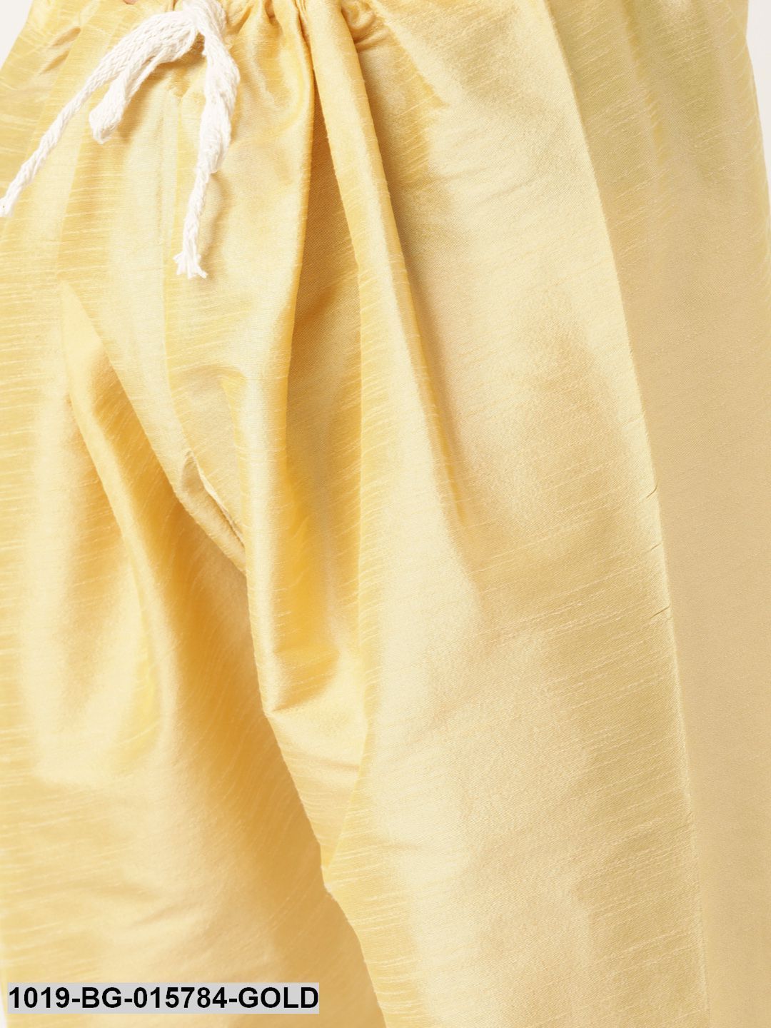 Men's Silk Blend Gold Kurta Pyjama & Mustard Nehru jacket Combo