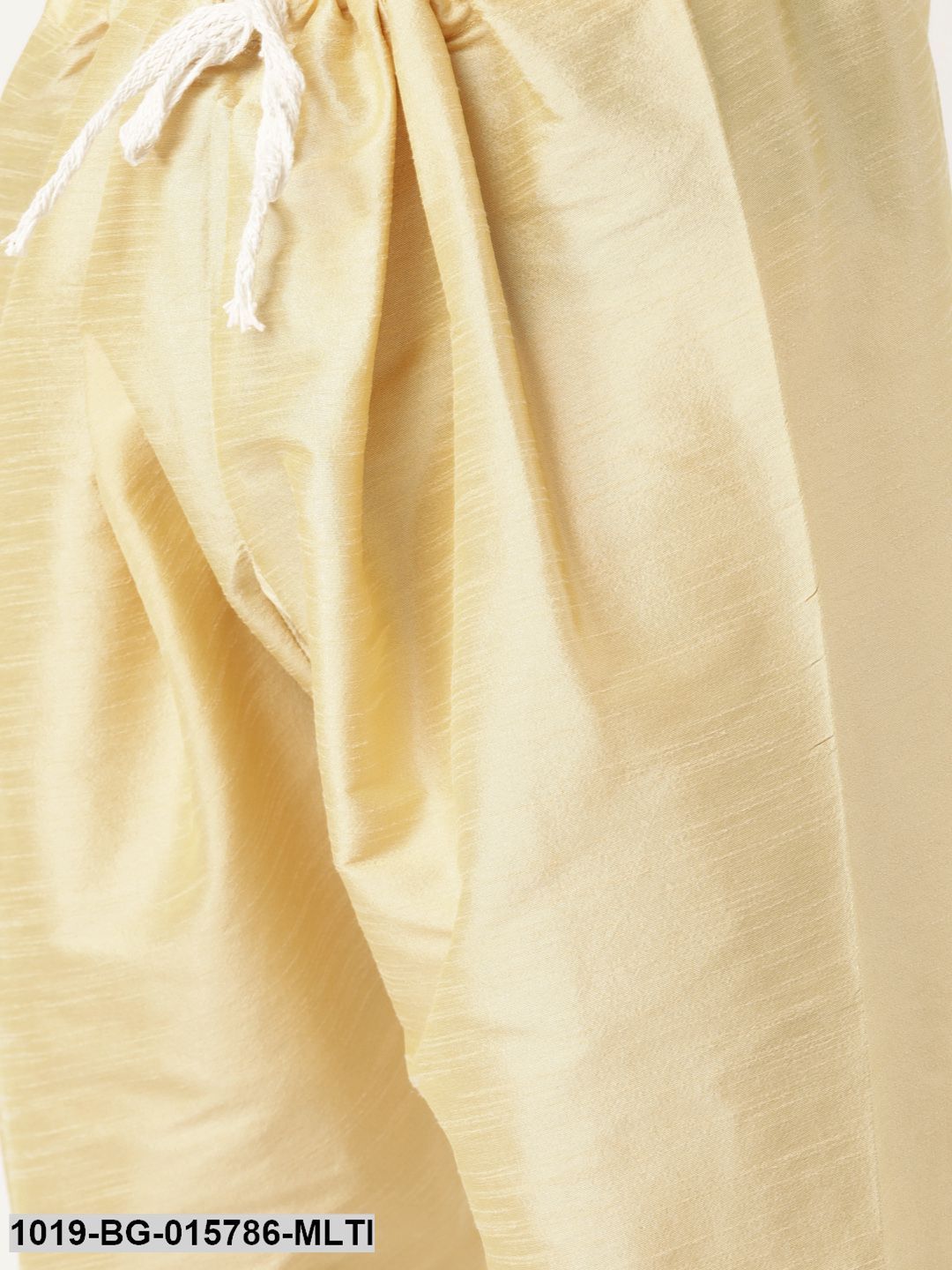 Men's Silk Blend Gold Kurta Pyjama & Multi Nehru jacket Combo
