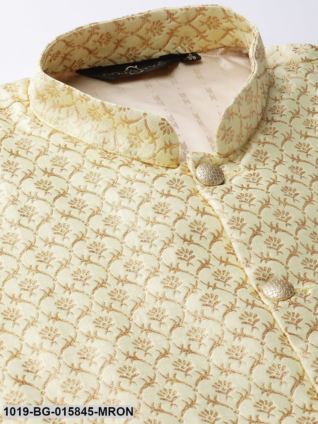 Men's Silk Blend Maroon Kurta Pyjama & Lime Green Nehru jacket Combo