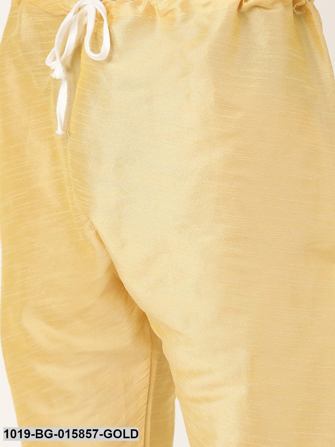 Men's Silk Blend Gold Kurta Pyjama & Lime Green Nehru jacket Combo