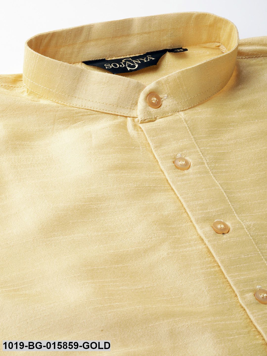 Men's Silk Blend Gold Kurta Pyjama & Sea Green Nehru jacket Combo