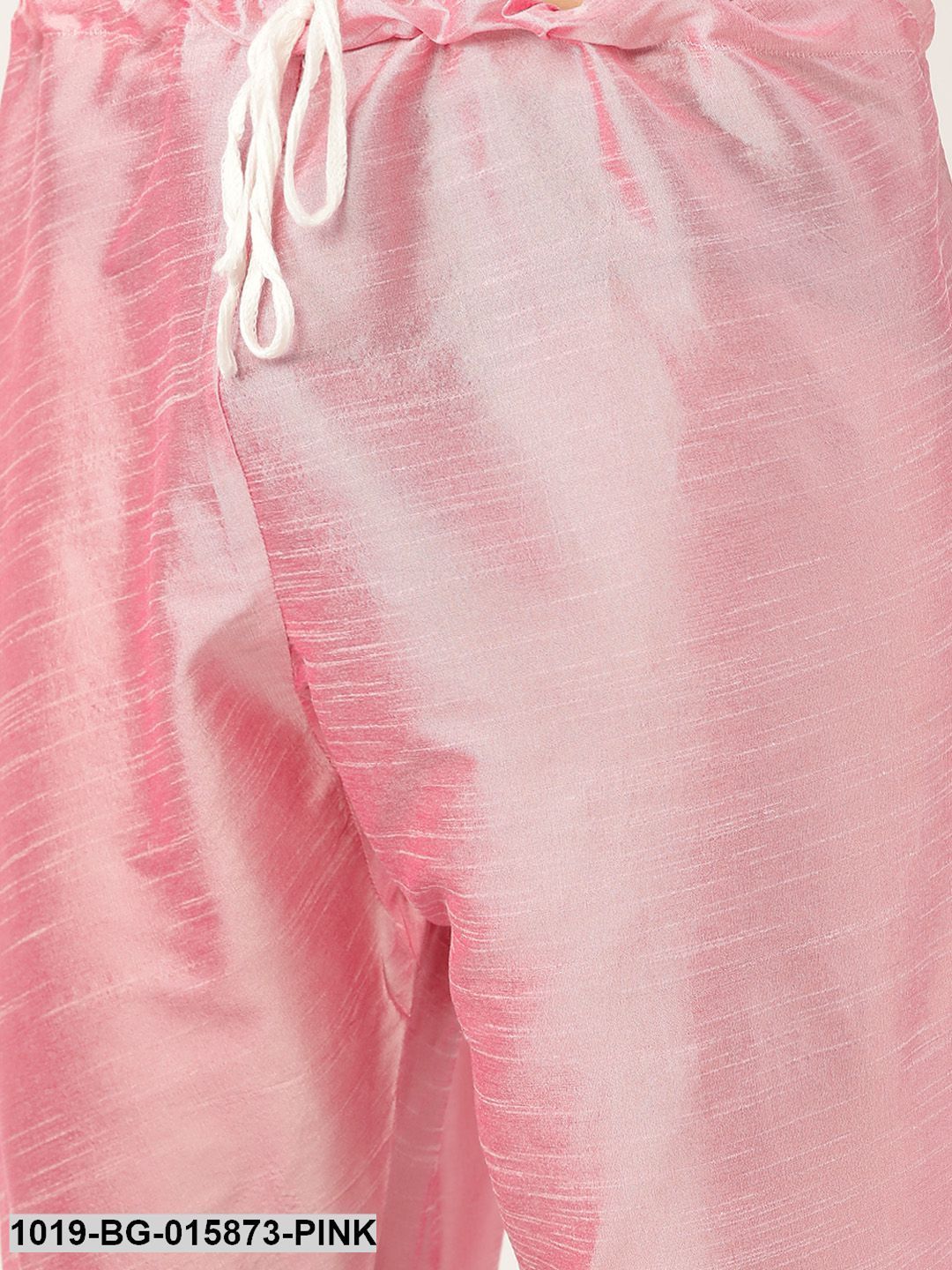 Men's Silk Blend Pink Kurta Pyjama & Wine Nehru jacket Combo
