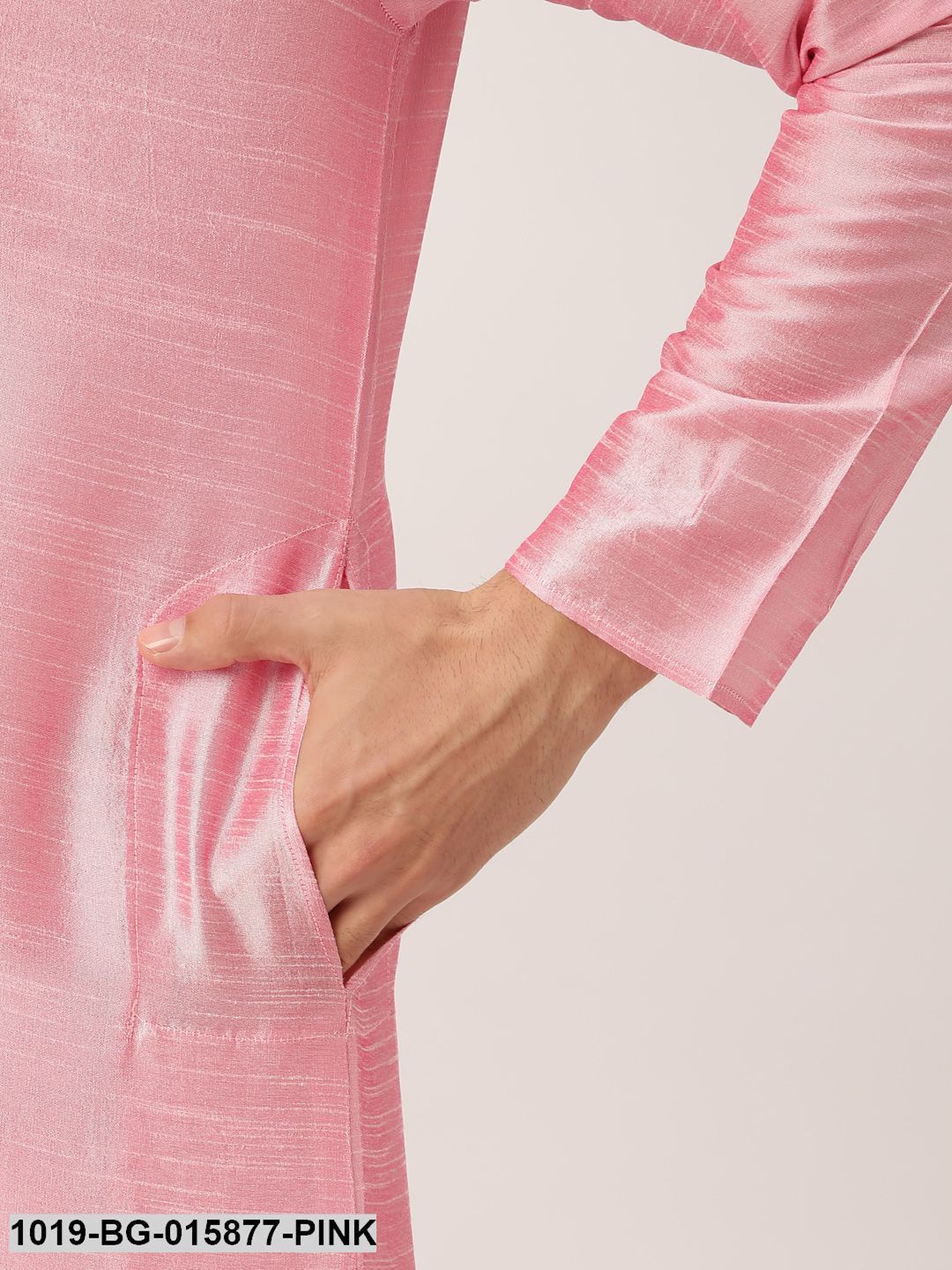 Men's Silk Blend Pink Kurta Pyjama & Mustard Nehru jacket Combo