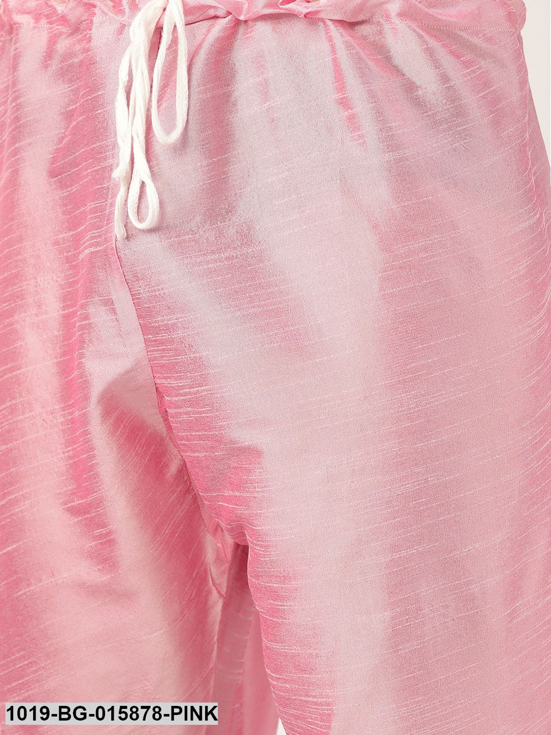 Men's Silk Blend Pink Kurta Pyjama & Peach Nehru jacket Combo