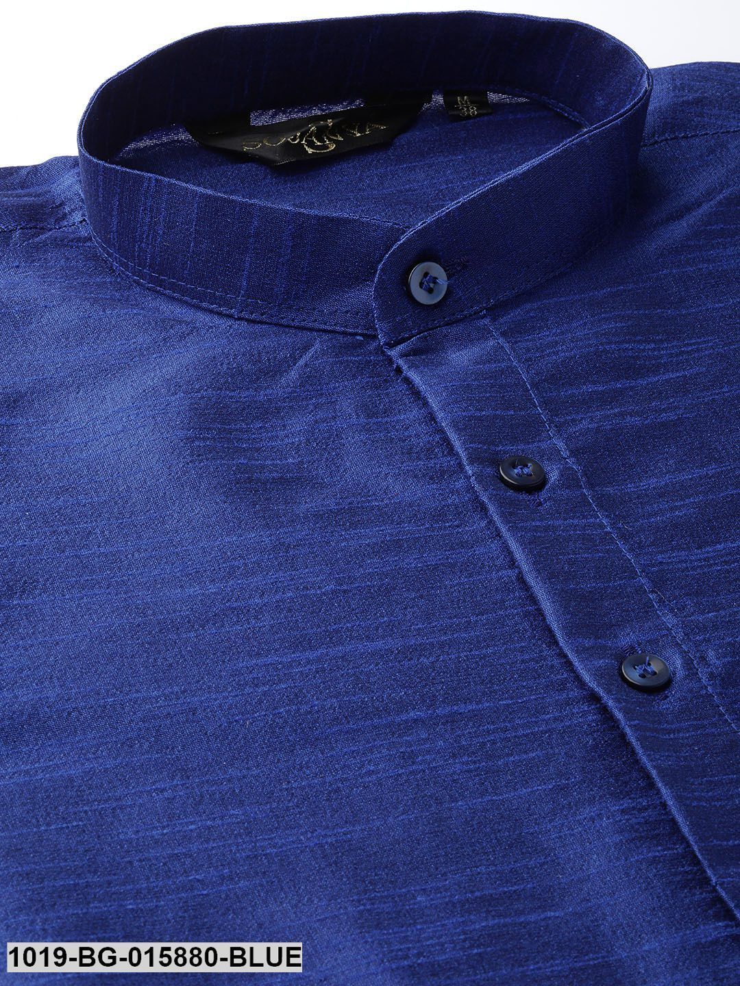 Men's Silk Blend Royal Blue Kurta Pyjama & Maroon Nehru jacket Combo