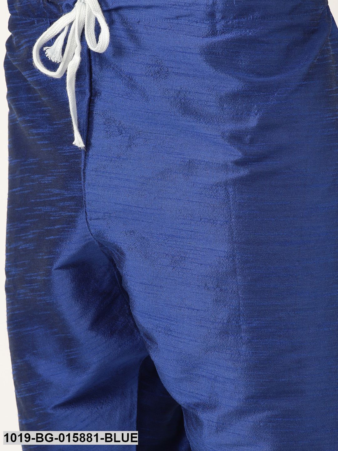 Men's Silk Blend Royal Blue Kurta Pyjama & Mustard Nehru jacket Combo