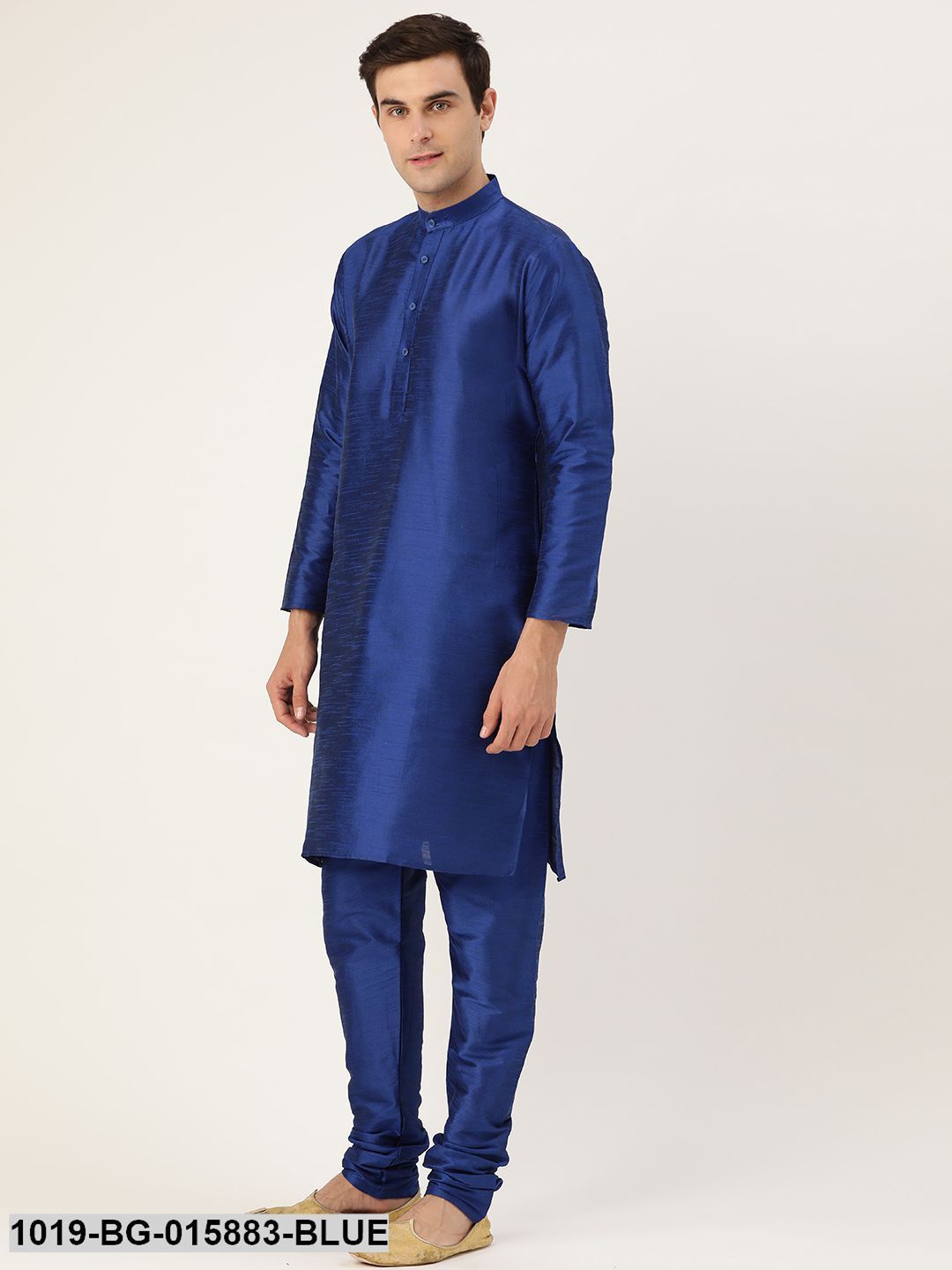 Men's Silk Blend Royal Blue Kurta Pyjama & Pista Green Nehru jacket Combo