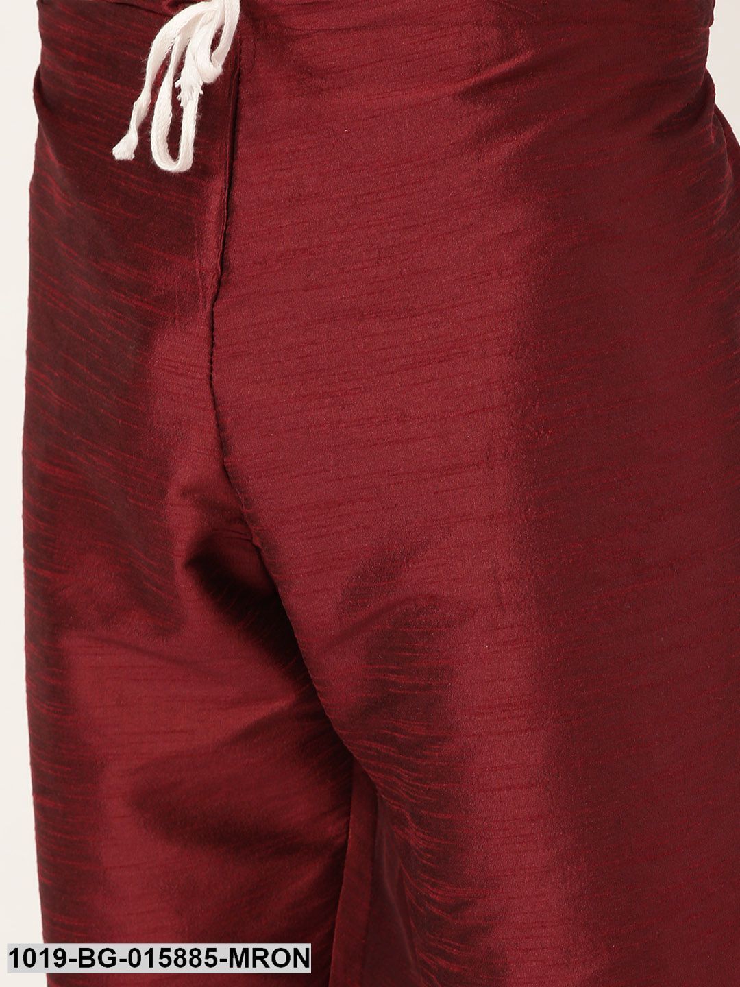 Men's Silk Blend Maroon Kurta Pyjama & Wine Nehru jacket Combo