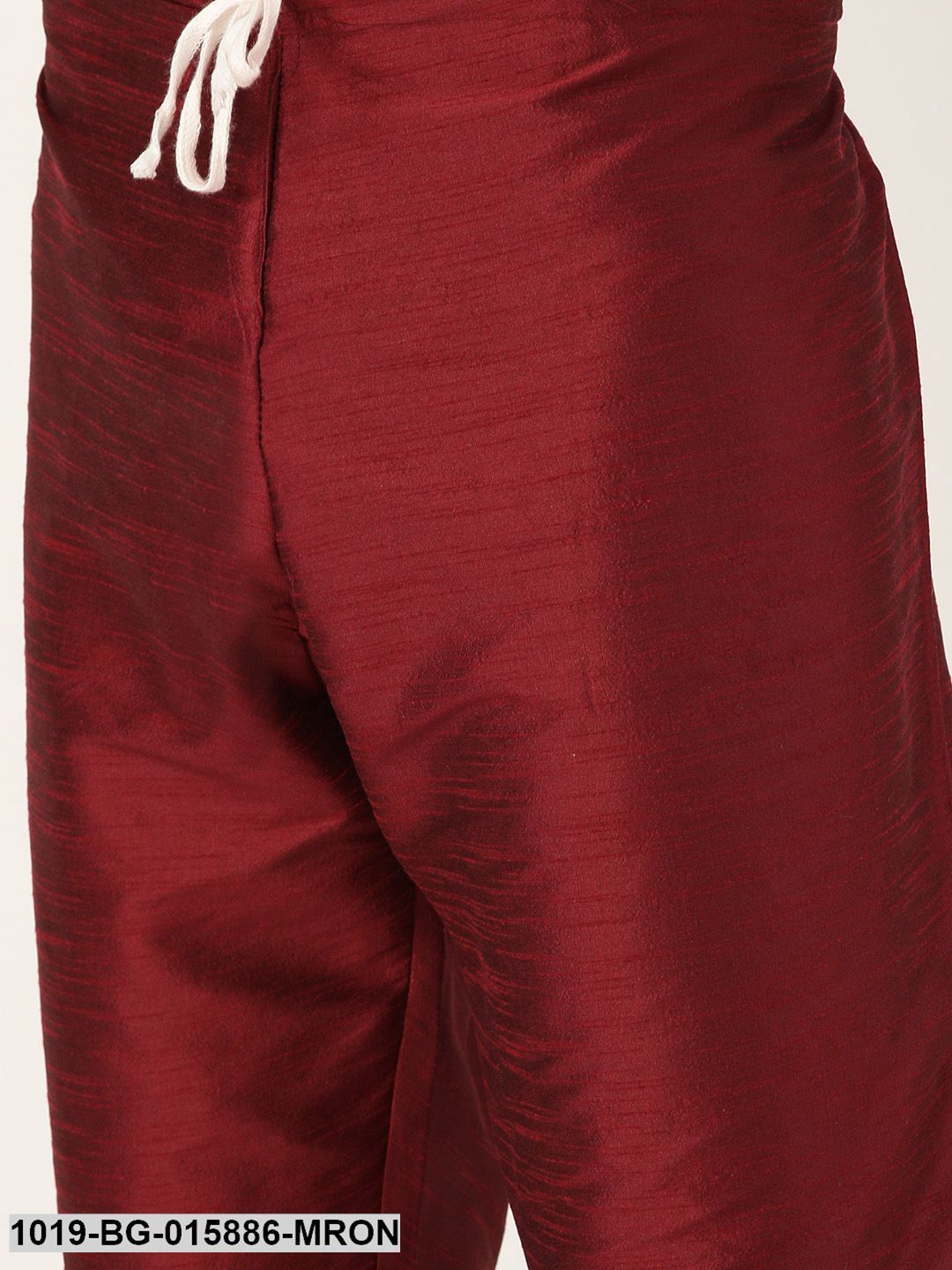 Men's Silk Blend Maroon Kurta Pyjama & Charcoal Grey Nehru jacket Combo