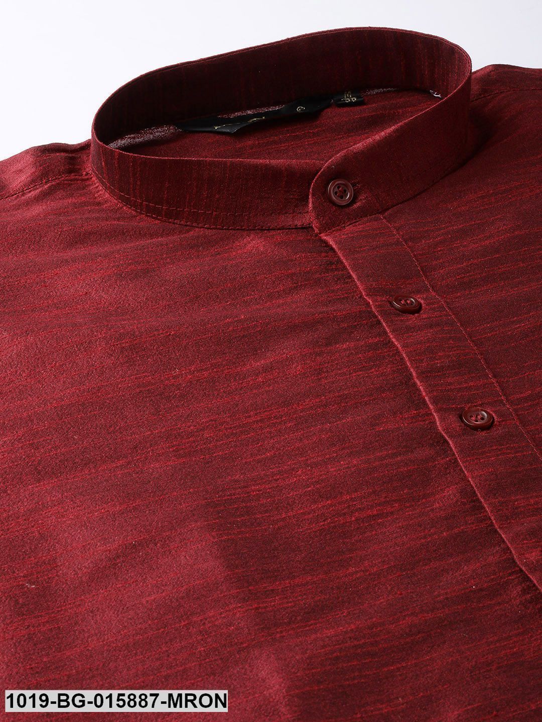 Men's Silk Blend Maroon Kurta Pyjama & Navy Blue Nehru jacket Combo
