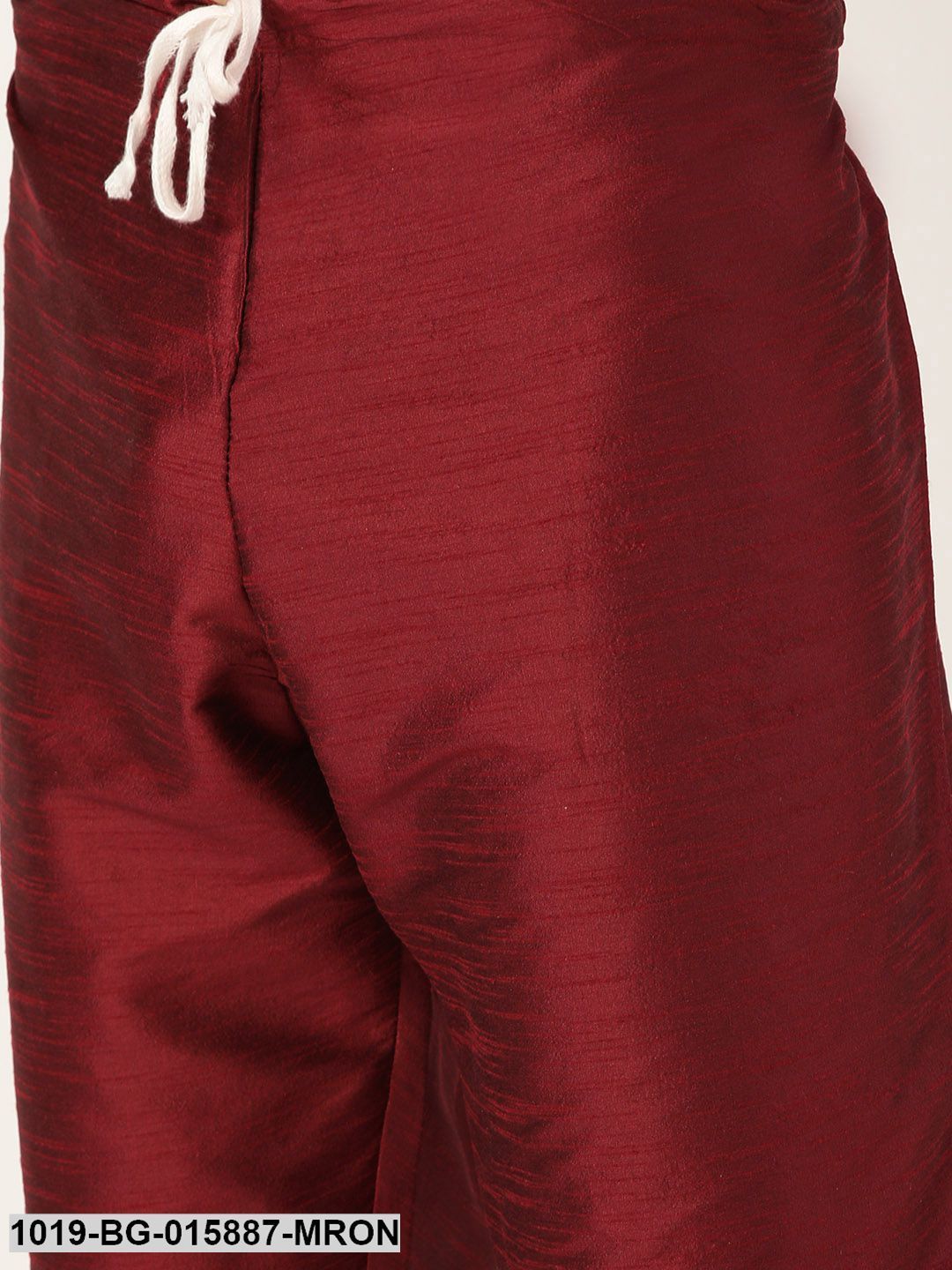 Men's Silk Blend Maroon Kurta Pyjama & Navy Blue Nehru jacket Combo
