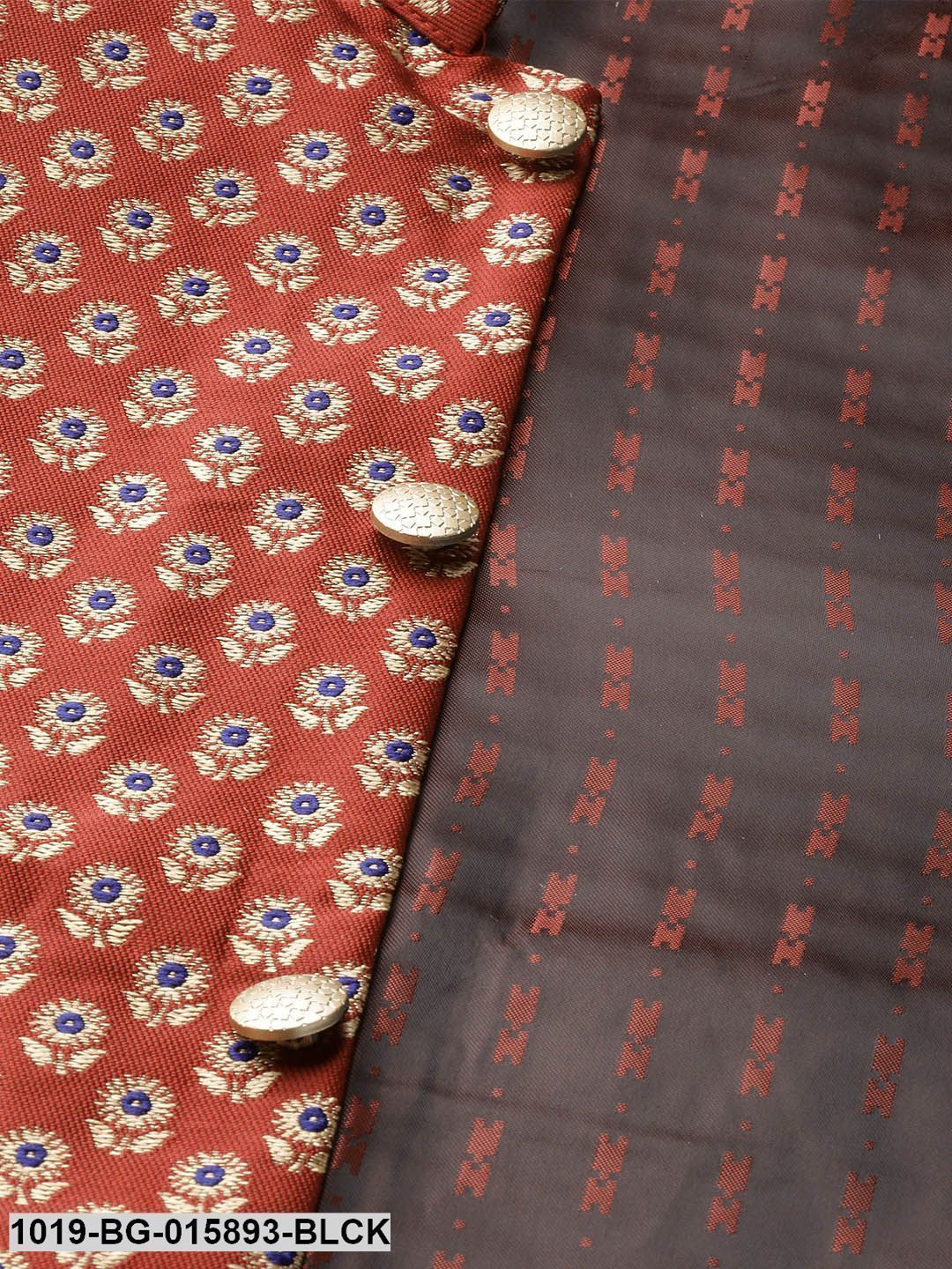 Men's Silk Blend Black Kurta Pyjama & Maroon Nehru jacket Combo