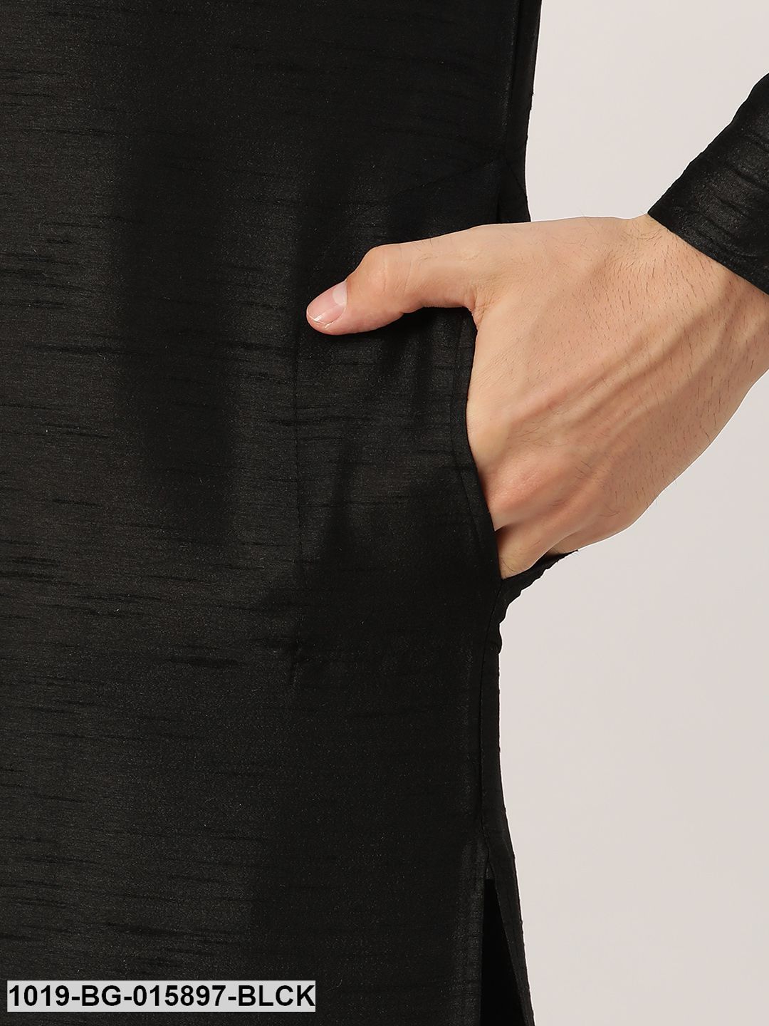 Men's Silk Blend Black Kurta Pyjama & Pista Green Nehru jacket Combo