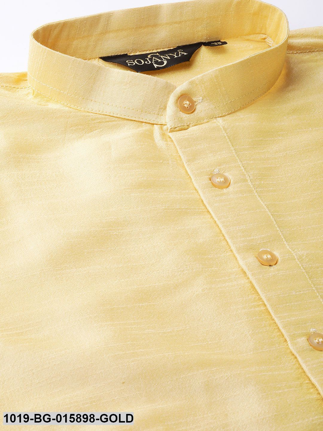 Men's Silk Blend Gold Kurta Pyjama & Wine Nehru jacket Combo