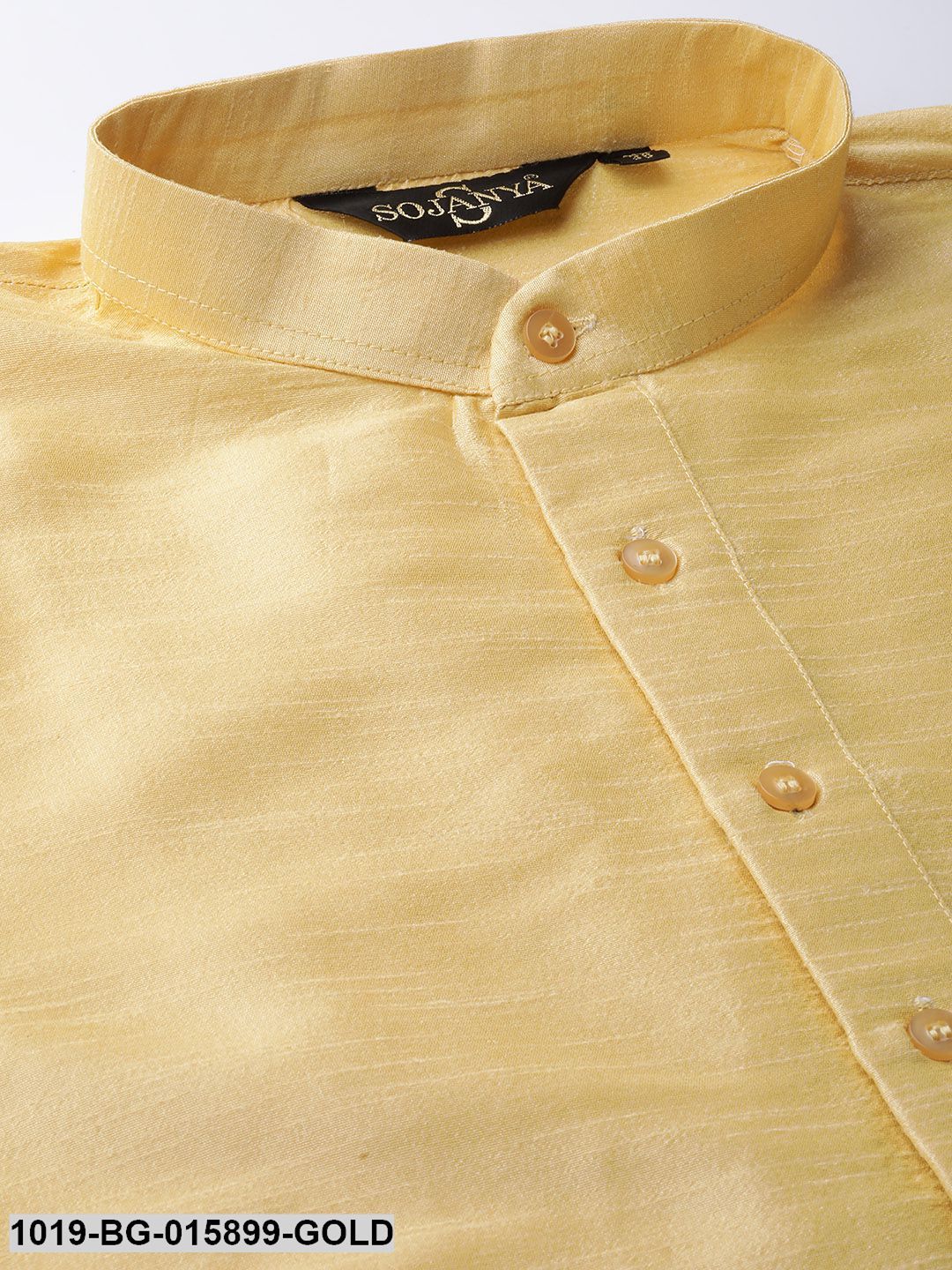 Men's Silk Blend Gold Kurta Pyjama & Charcoal Grey Nehru jacket Combo