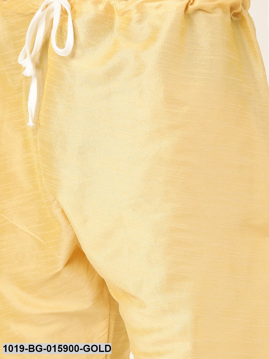 Men's Silk Blend Gold Kurta Pyjama & Navy Blue Nehru jacket Combo