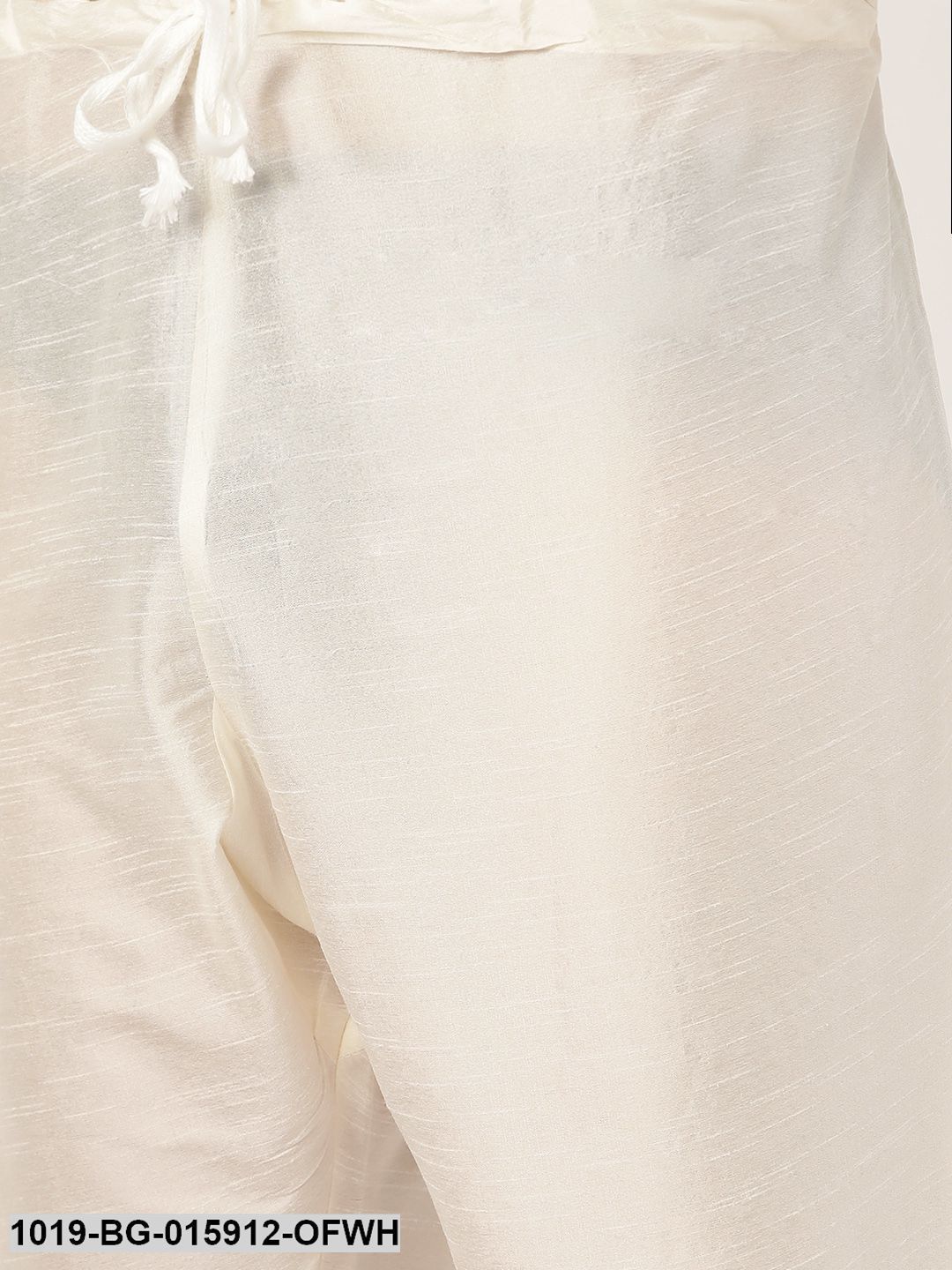 Men's Silk Blend Off White Kurta Pyjama & Peach Nehru jacket Combo