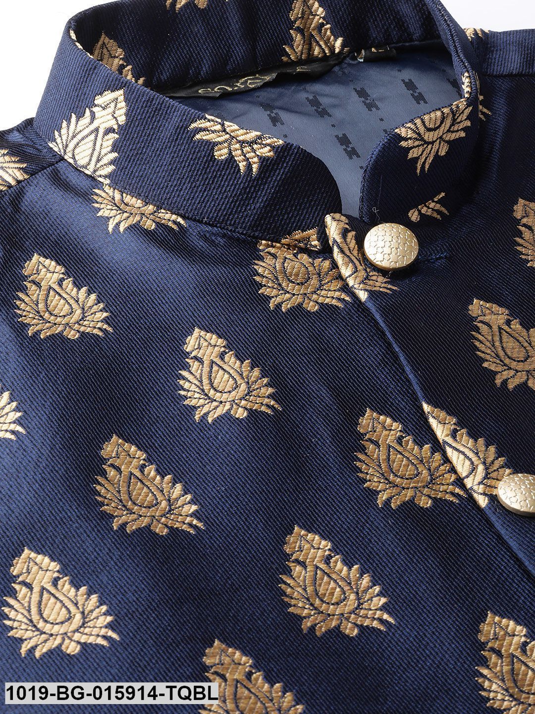 Veera Paridhaan Men Banarasi Printed Chinese Collar Nehru Jacket (Golden,  Small-36) : Amazon.in: Fashion