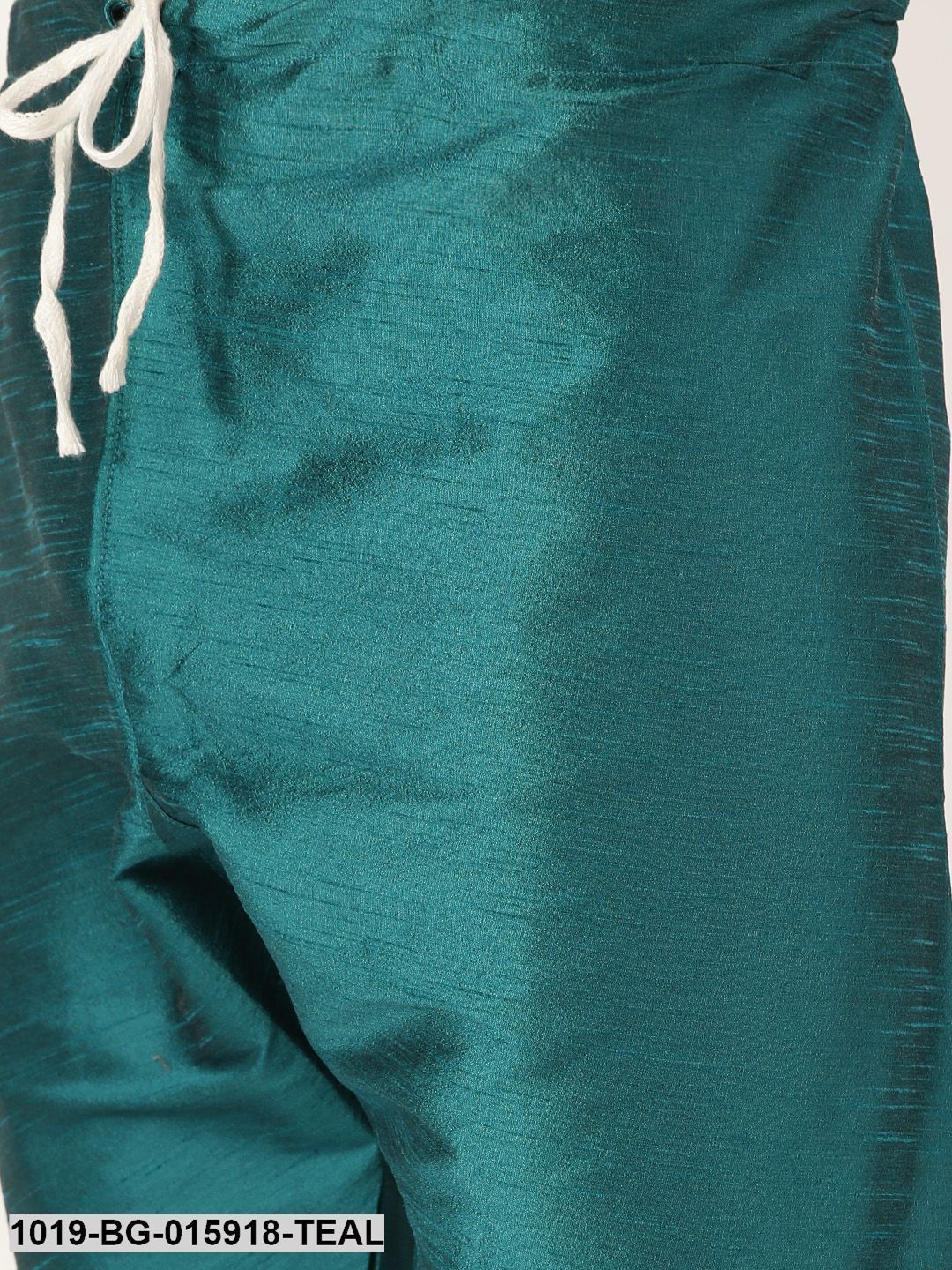 Men's Silk Blend Teal Green Kurta Pyjama & Sea Green Nehru jacket Combo - Sojanya