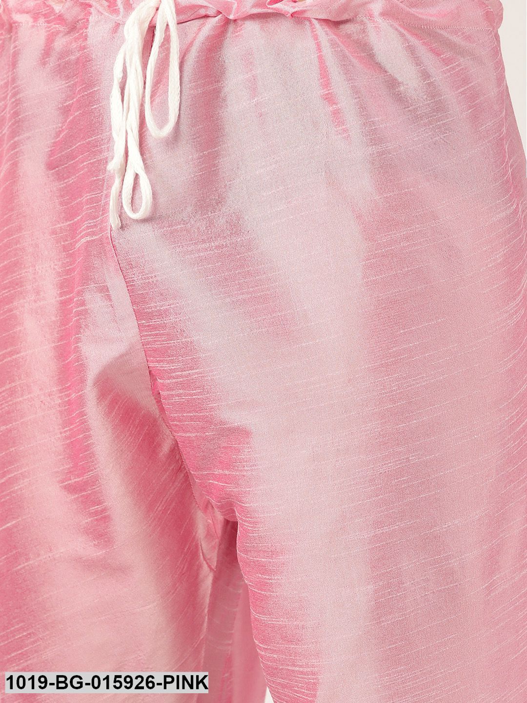 Men's Silk Blend Pink Kurta Pyjama & Black Nehru jacket Combo - Sojanya