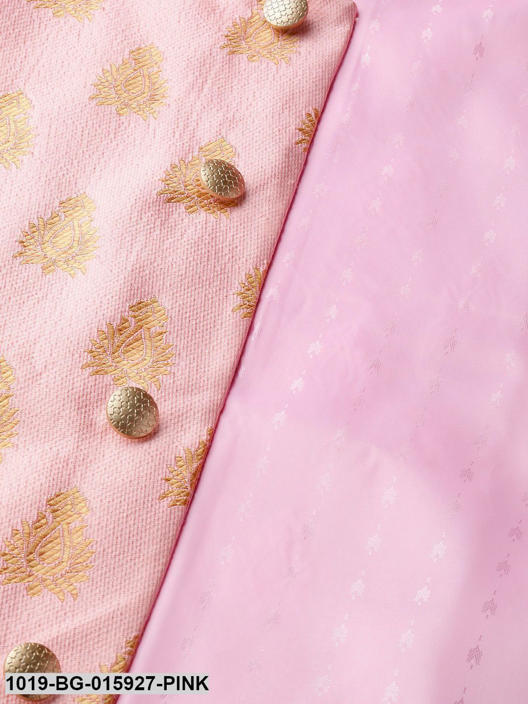 Men's Silk Blend Pink Kurta Pyjama & Pink Nehru jacket Combo - Sojanya